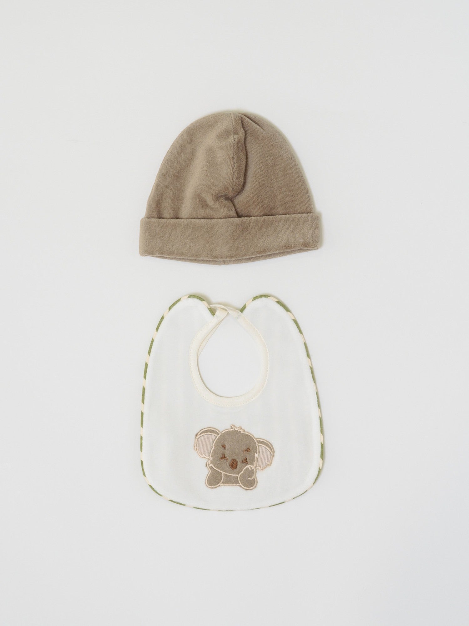 Cuffia e Bavetta Neonato Verde LR1113 - NANU' BABY