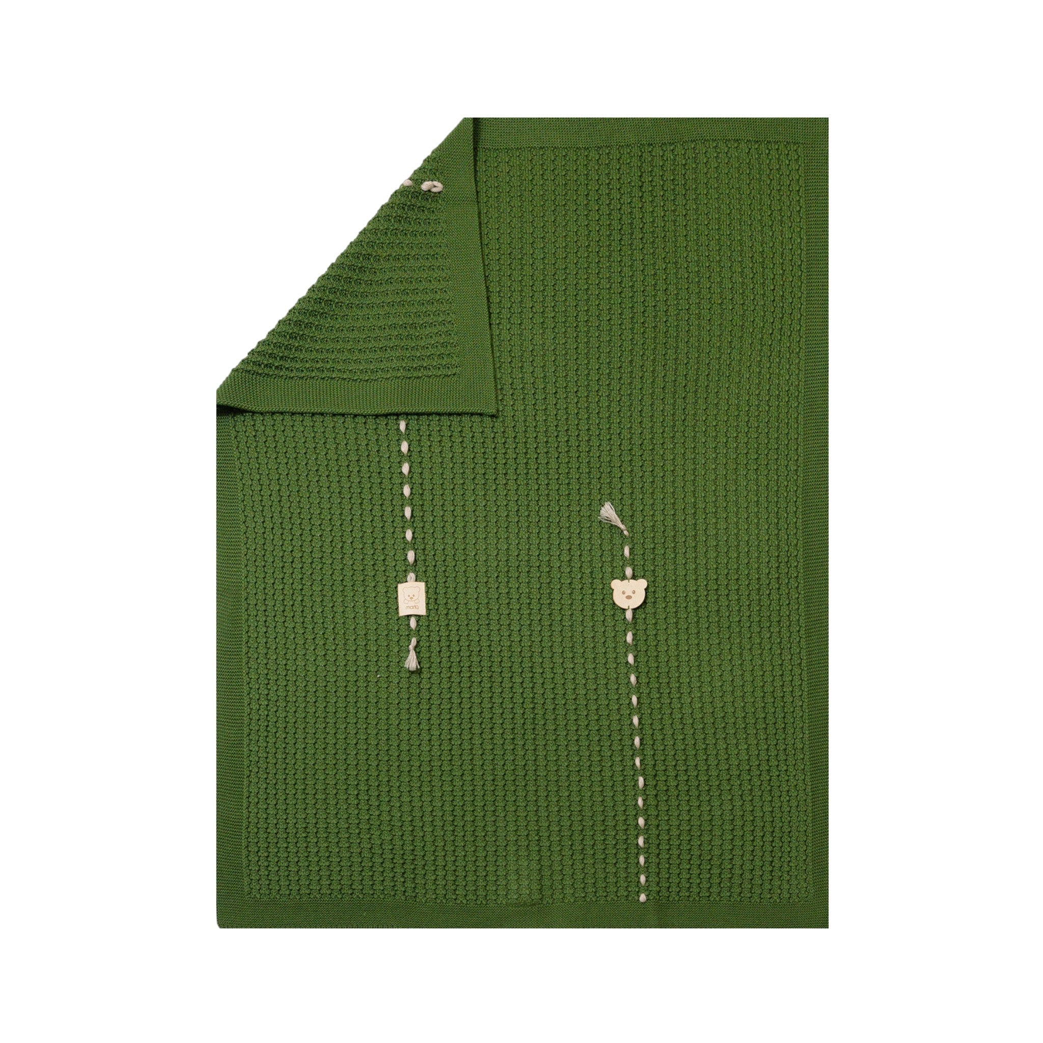 100% Virgin Wool Baby Blanket, Olive Green/Tortora IN6280