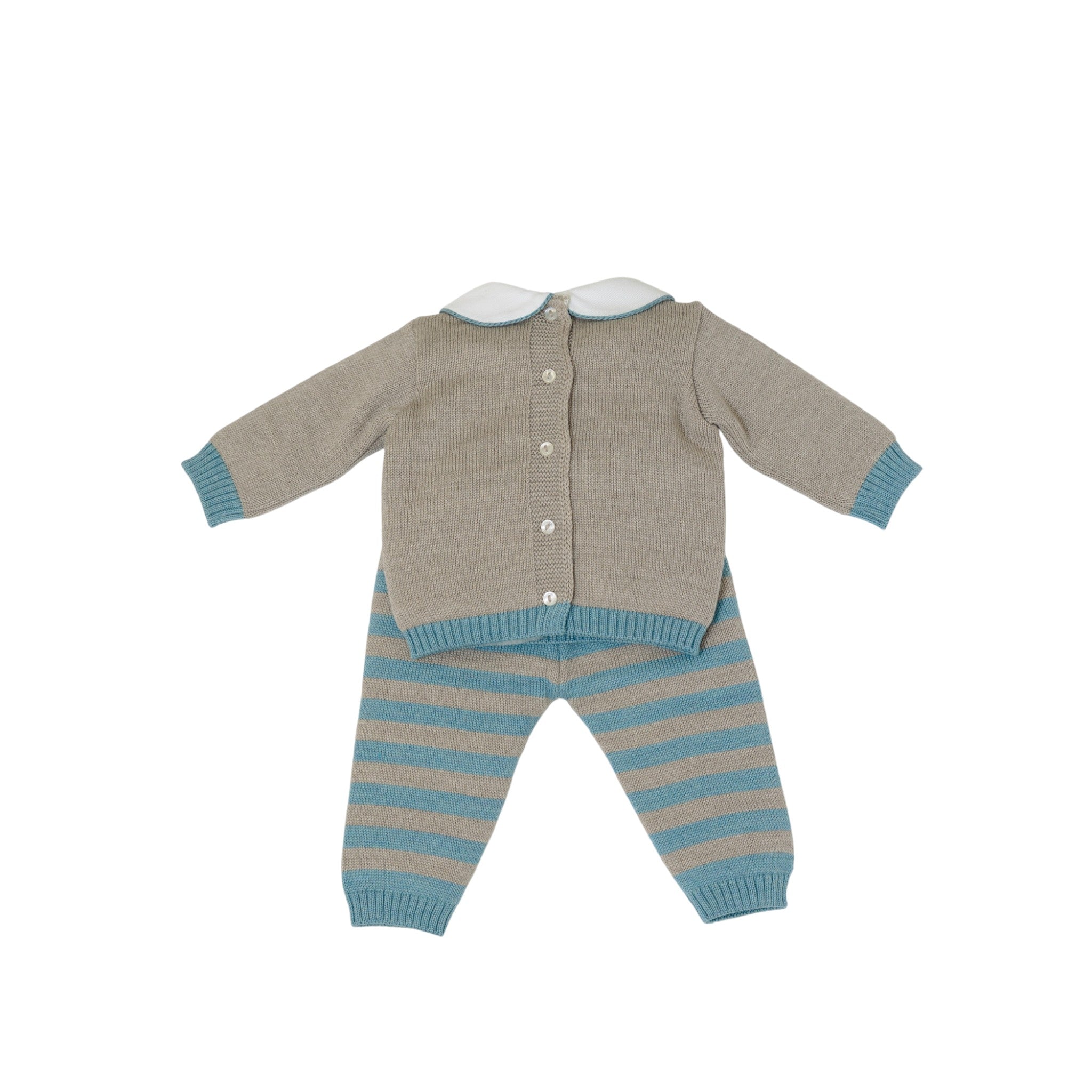 Baby Boy's Green Striped Pure Wool Newborn Set BABY LORD 523