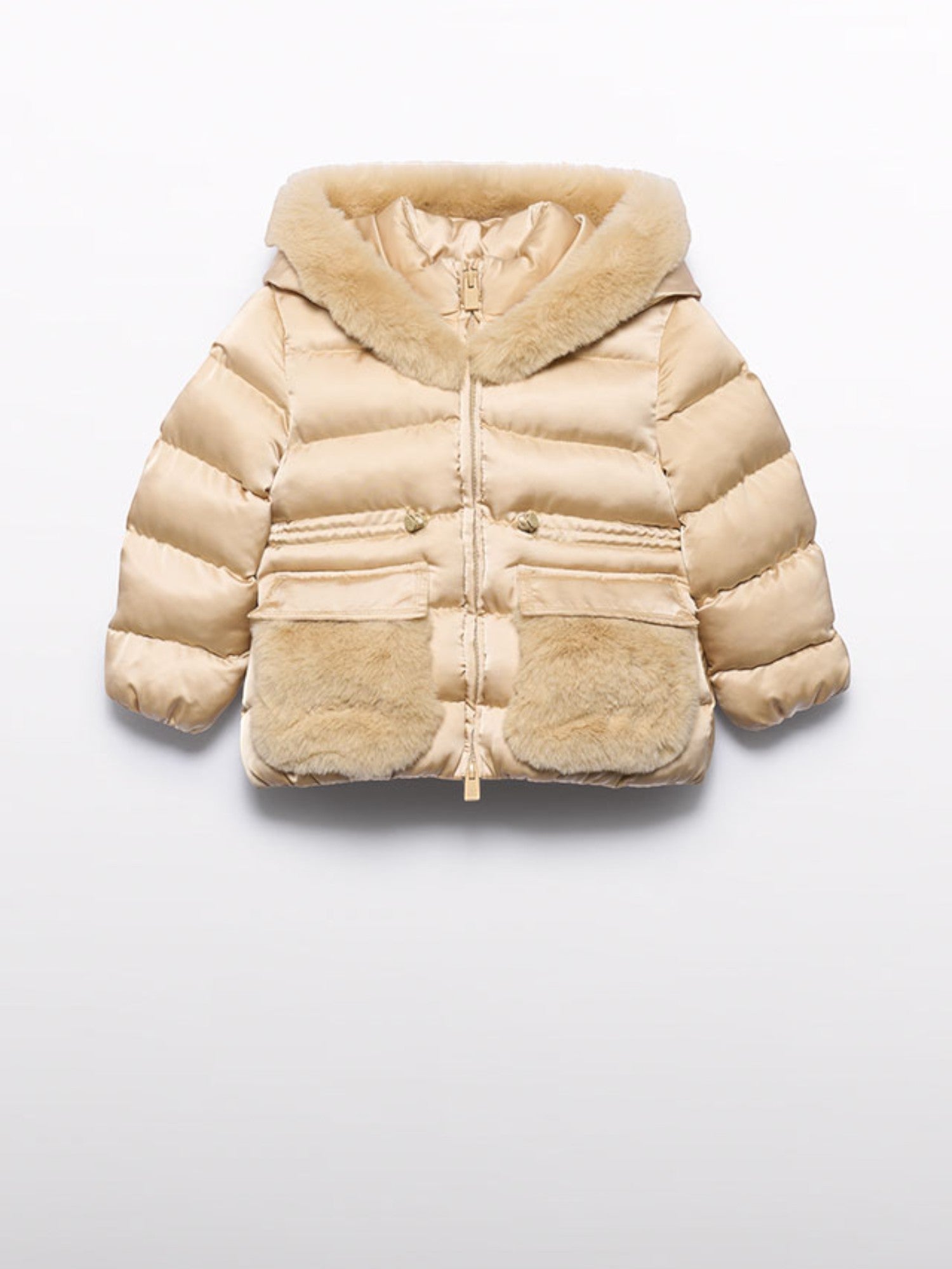 Giubbotto satinato pelo Bimba Beige 5849/14 - NANU' BABY