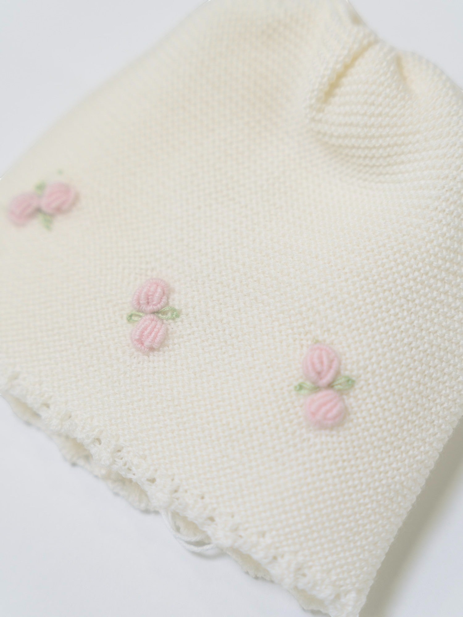 Cuffia Roselline Neonata PANNA ROSELLINE/604 - NANU' BABY