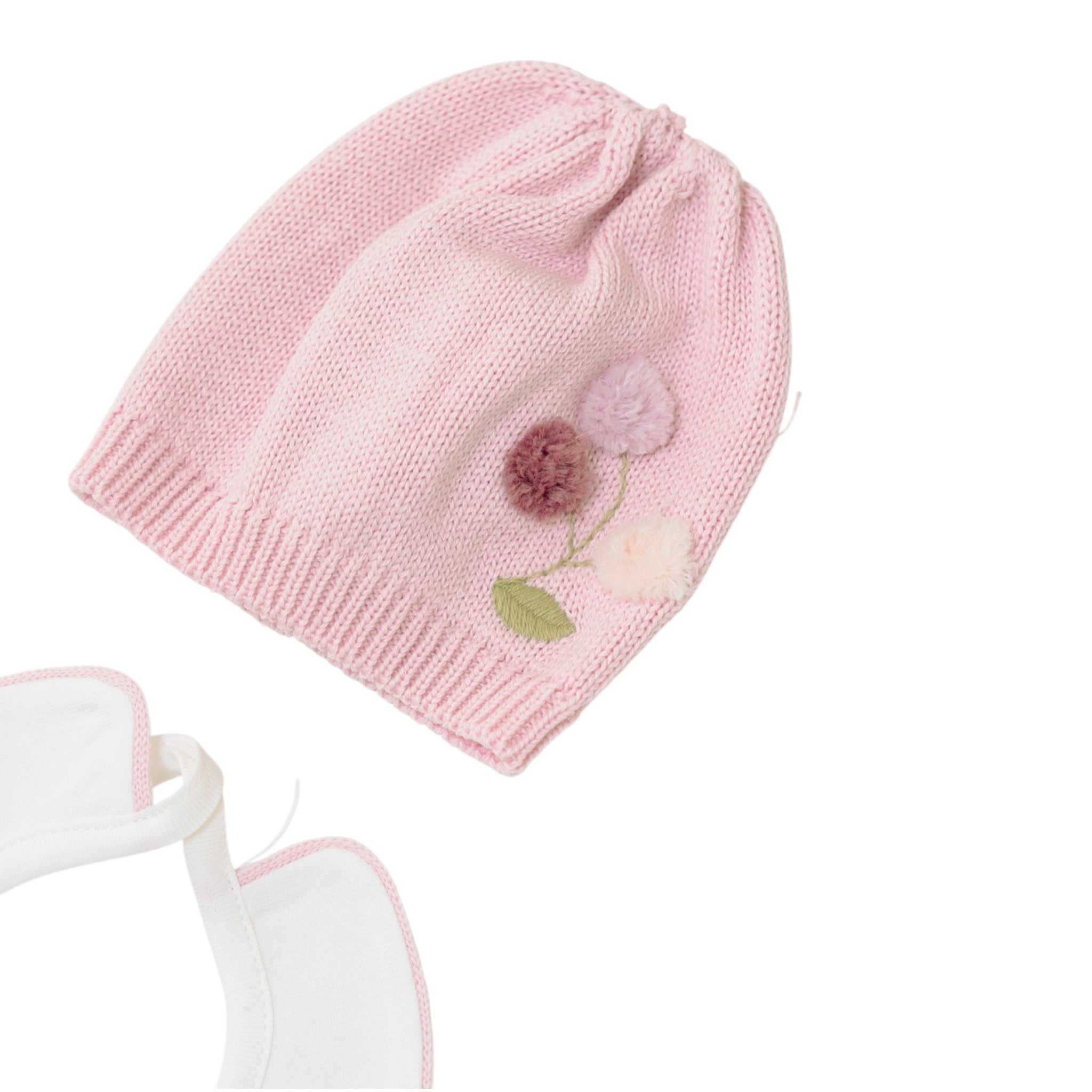 Set of Pink Chenille Baby Hat and Bib by SARTORIA DEI PICCOLI (code LR1107)