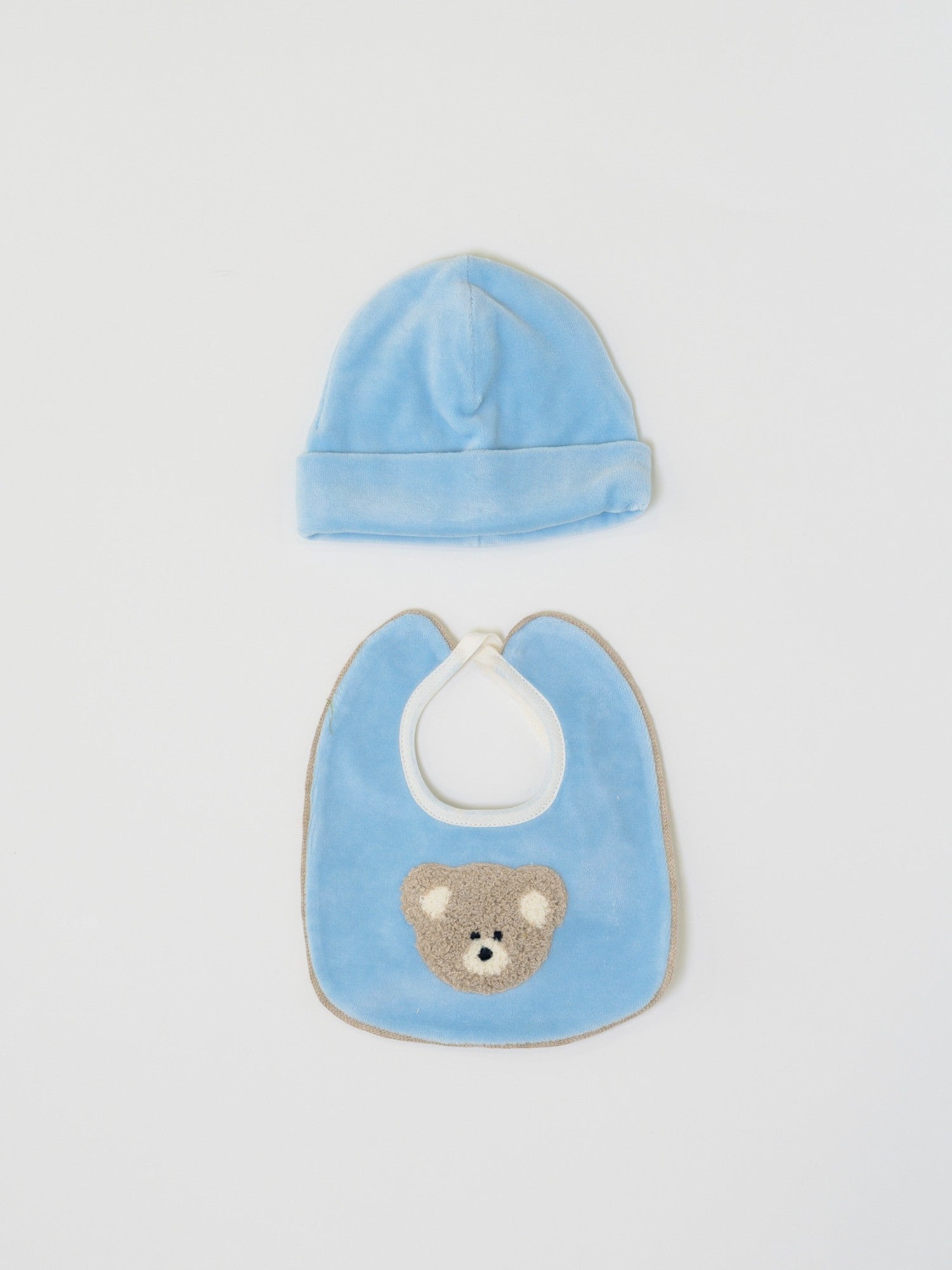 Cuffia e Bavetta Neonato CIELO LR1114 - NANU' BABY