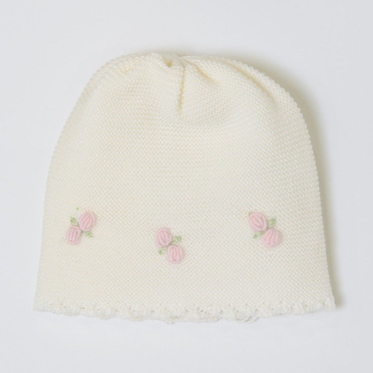 Cuffia Roselline Neonata PANNA ROSELLINE/604 - NANU' BABY