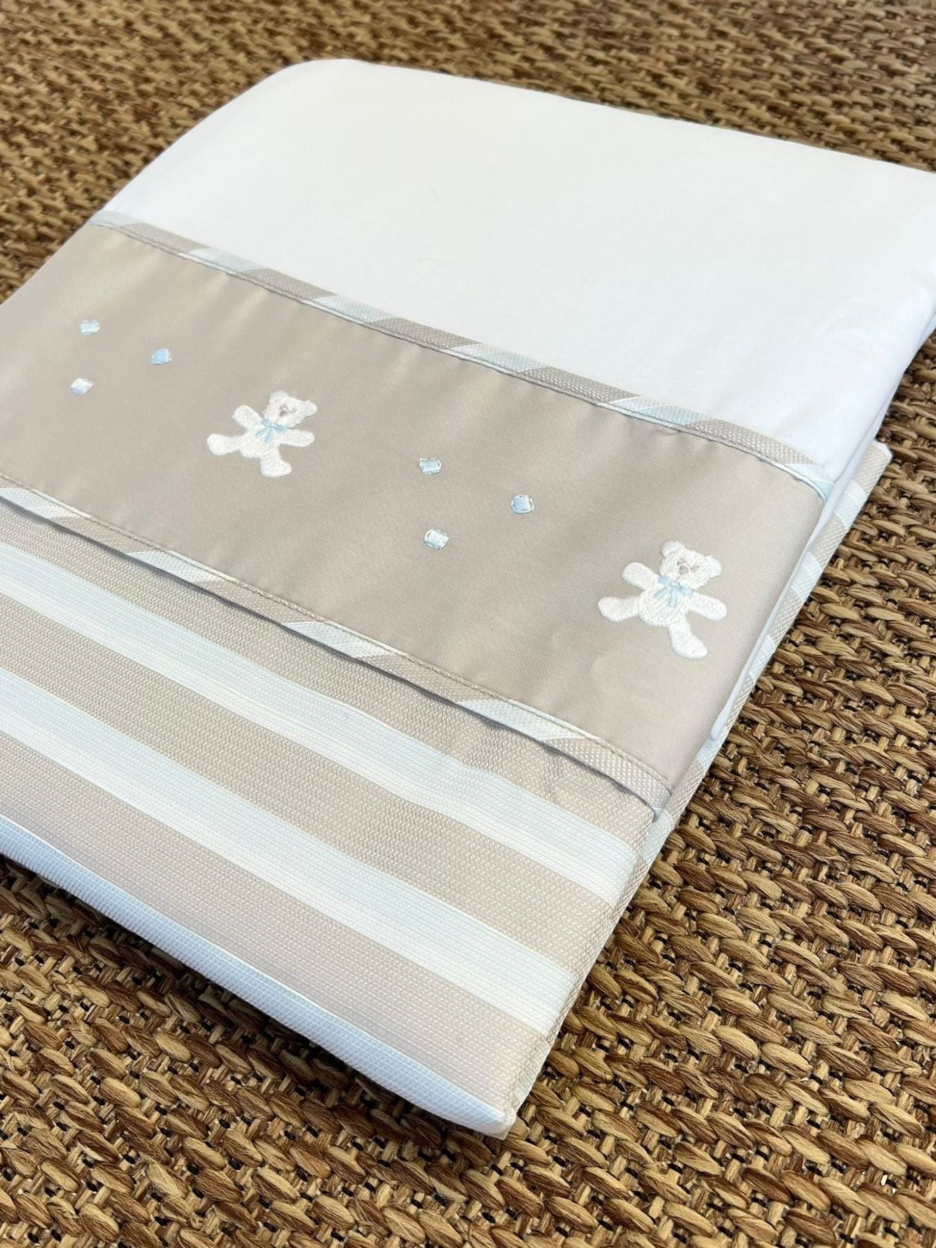 Coperta Orsetto righe Neonato BIANCO EP6781 - NANU' BABY