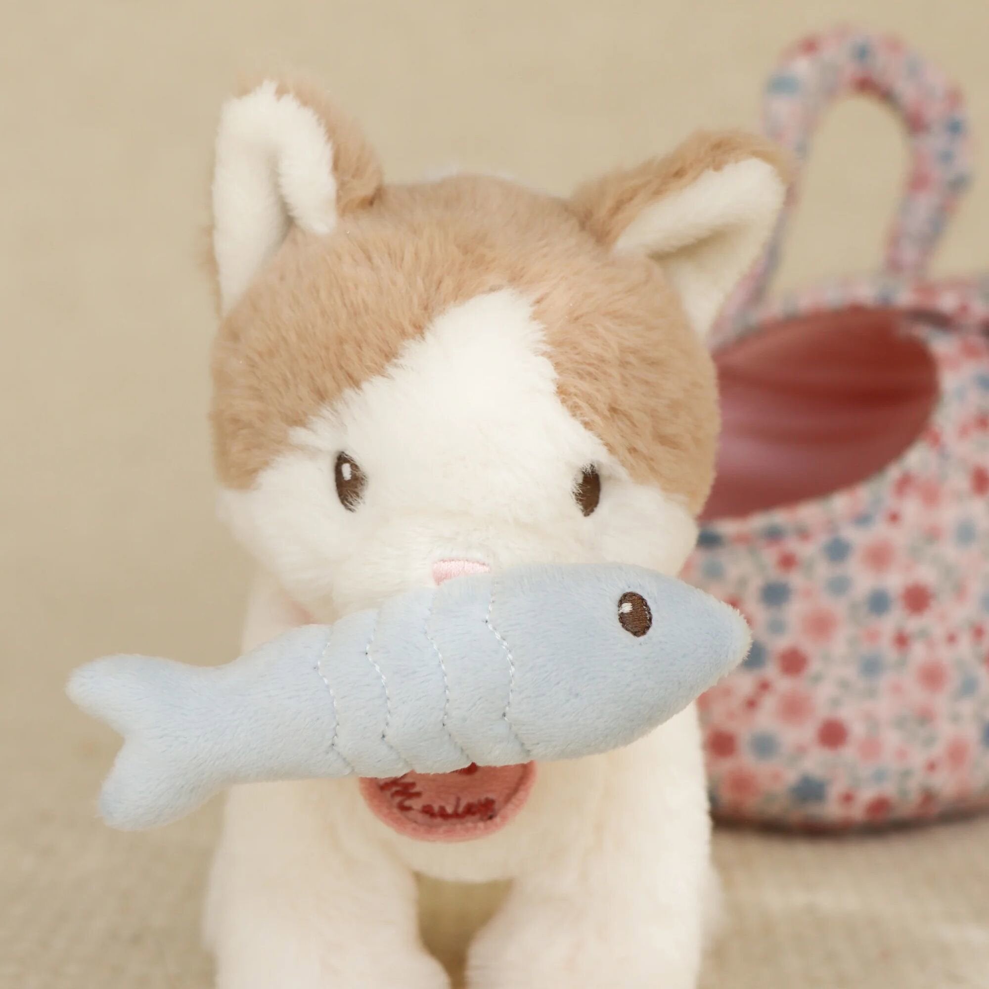 Marley Cat Plush Toy with Carrier, Multicolored LD4517