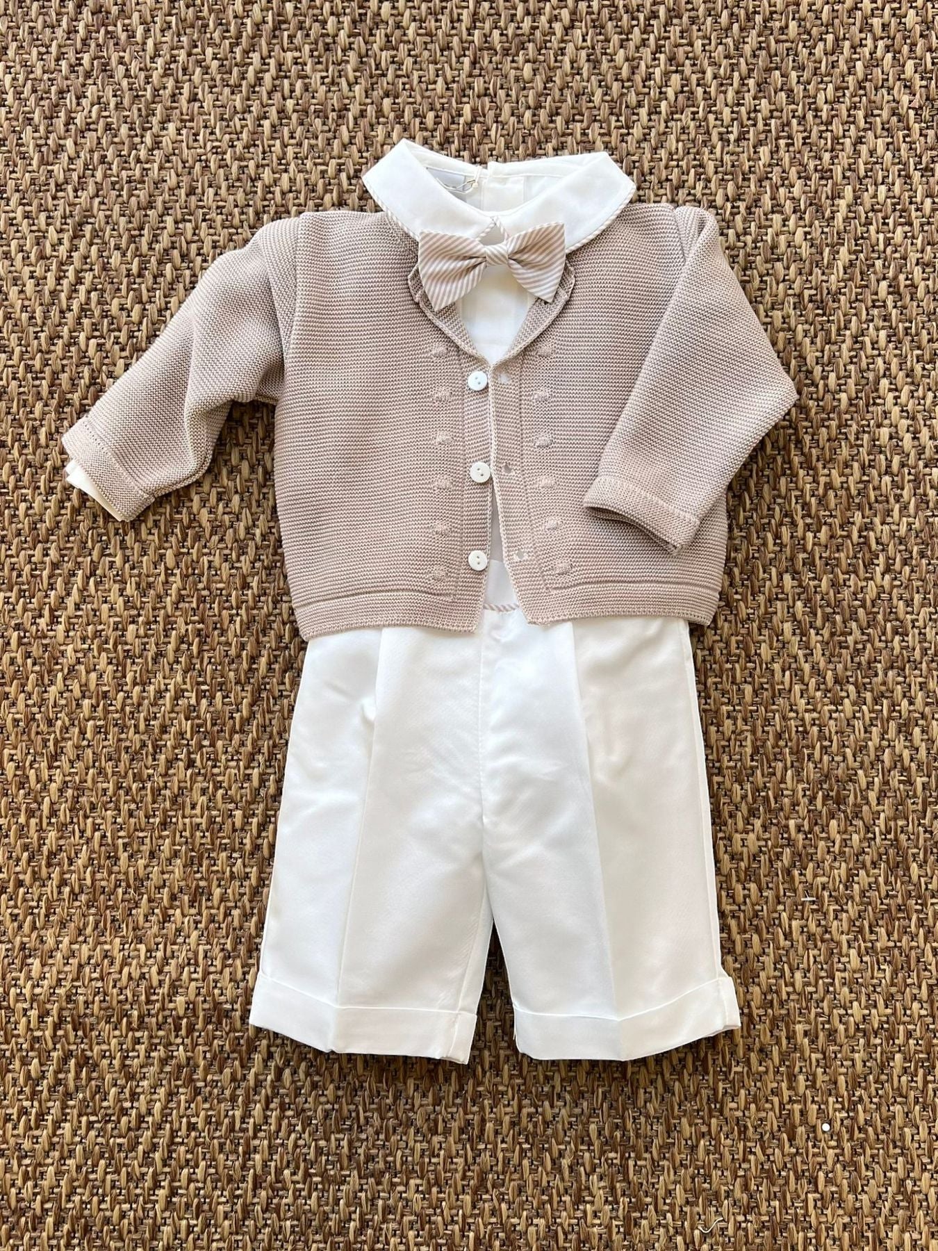 Completo 4 pezzi con papillon Bimbo BEIGE EN71360 - NANU' BABY