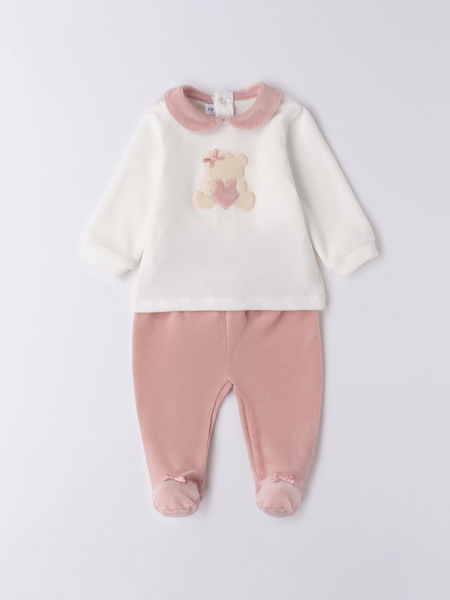 Tutina Due Pezzi Con Piede Neonata Bianco 3F765/112 - NANU' BABY