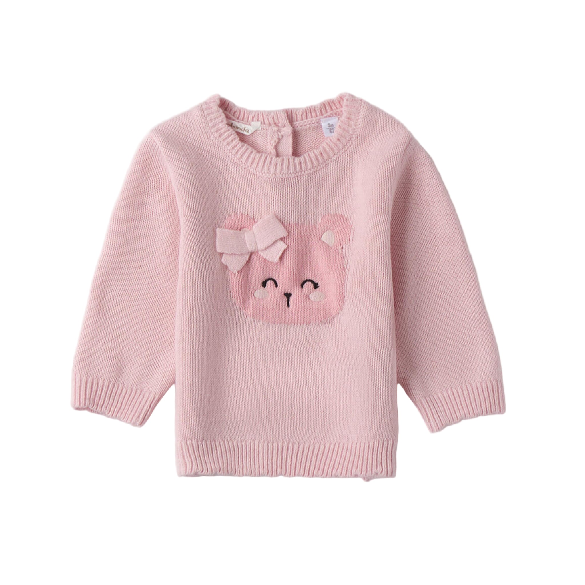 Pink Cotton and Wool Knit Sweater for Girls 3F704/2714