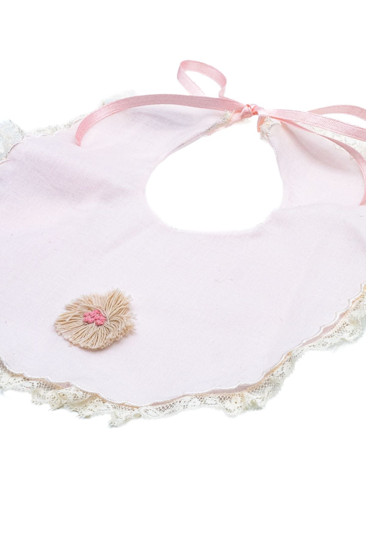 Bavetta ricamo e pizzo Neonata Rosa AMY/817 - NANU' BABY