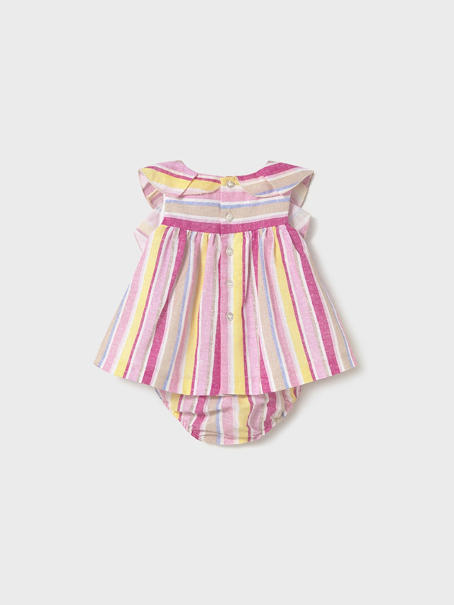 Abito righe lino Bimba ROSA 1855 /R -  NANU' BABY