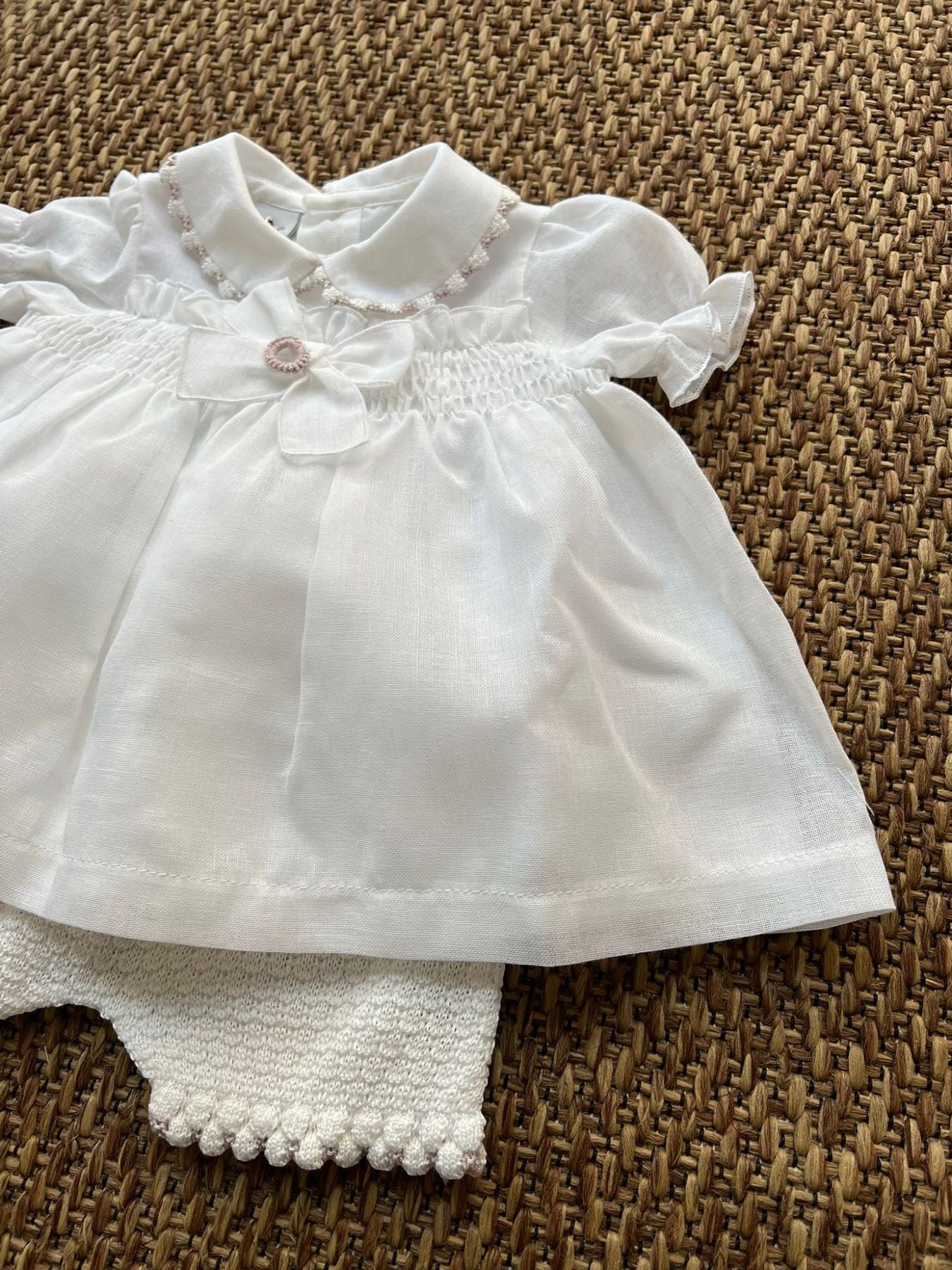 Abito Fiocco lino Bimba VANIGLIA EP1016CC -  NANU' BABY