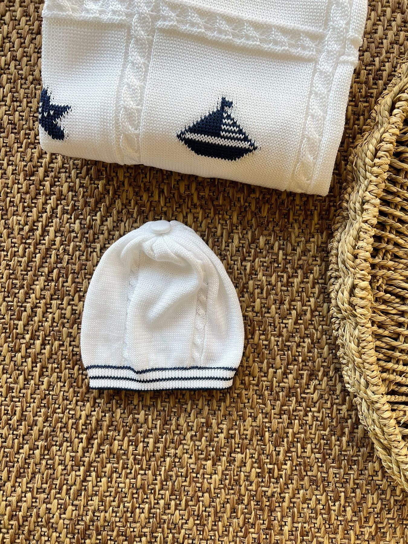 Cuffia Trecce Neonato BIANCO EL9371 -  NANU' BABY