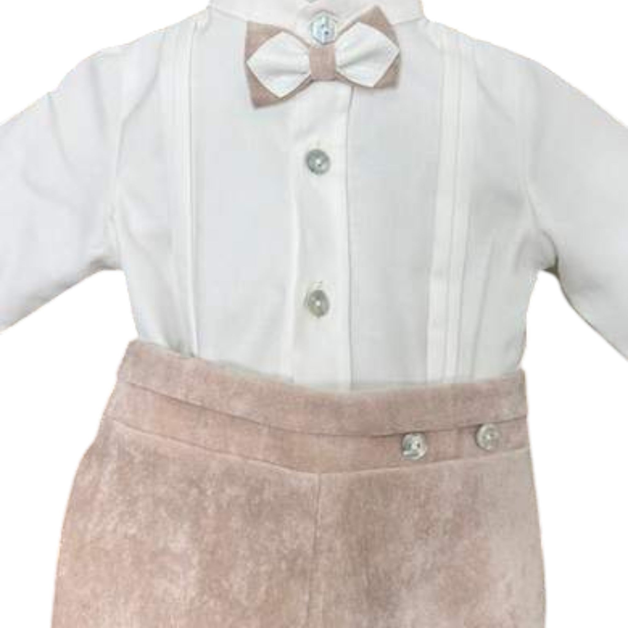 Completo Cerimonia Bimbo Misto Cotone Beige - PONTO POR PONTO 1/6421-B