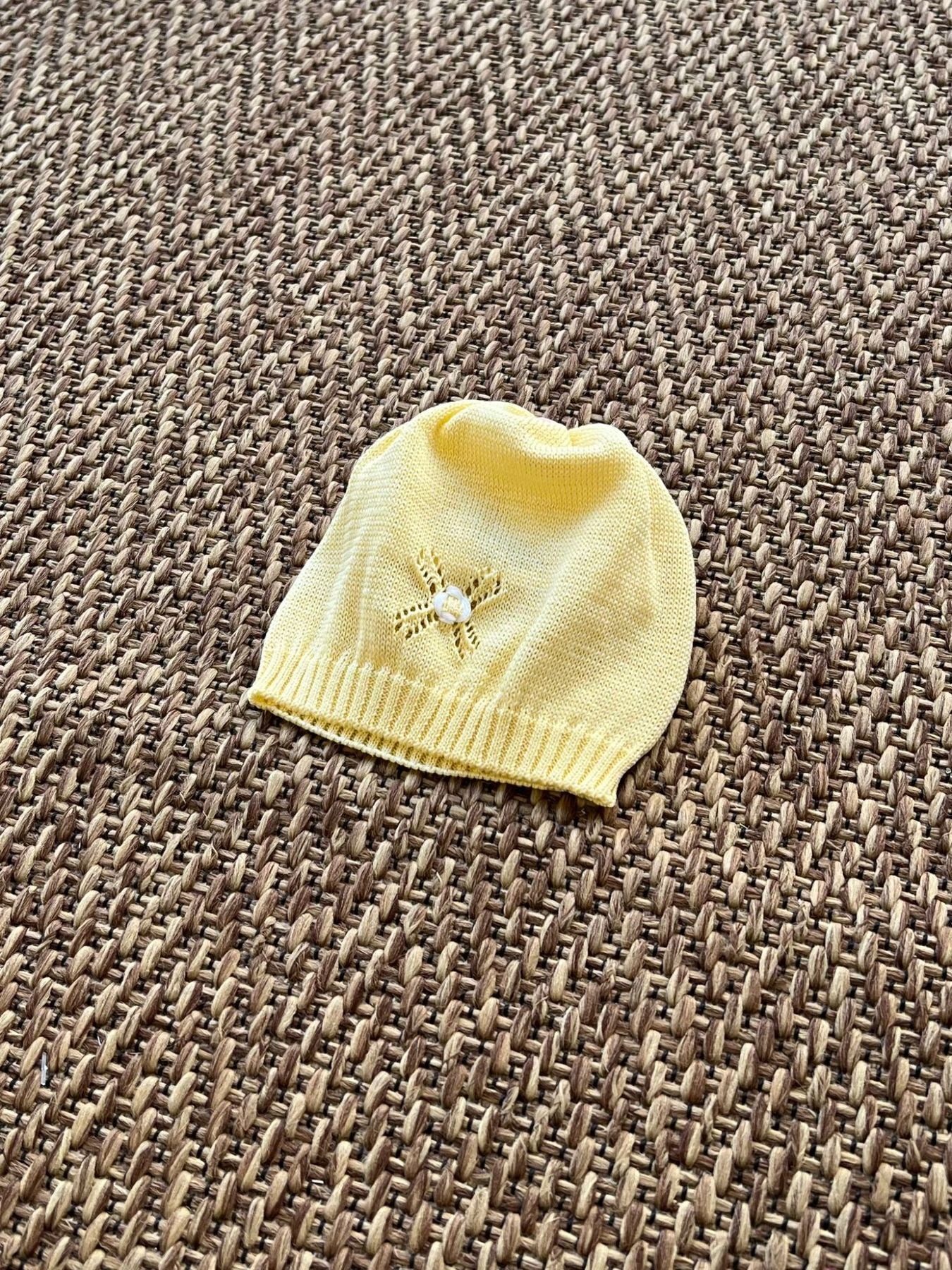 Cuffia in filo di cotone Neonata GIALLO EP1471 -  NANU' BABY