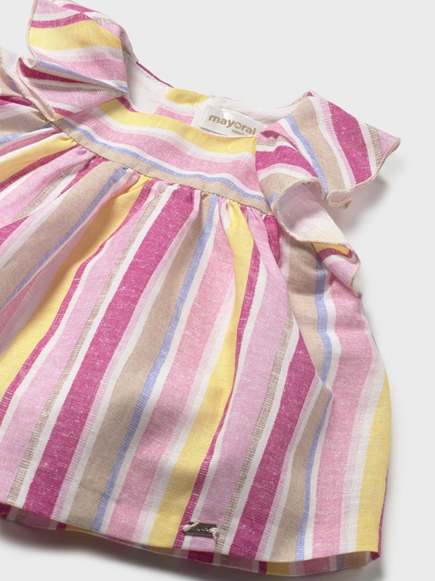 Abito righe lino Bimba ROSA 1855 /R -  NANU' BABY