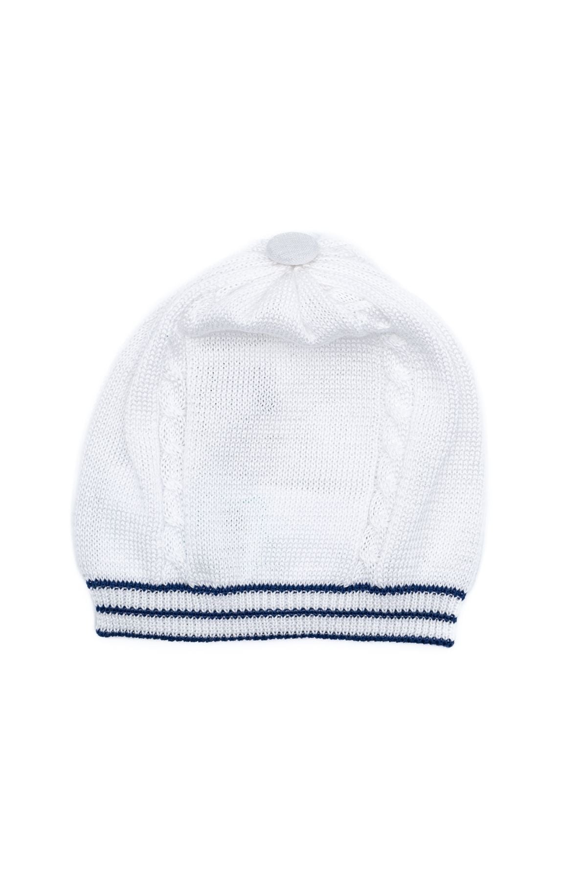 Cuffia Trecce Neonato BIANCO EL9371 -  NANU' BABY