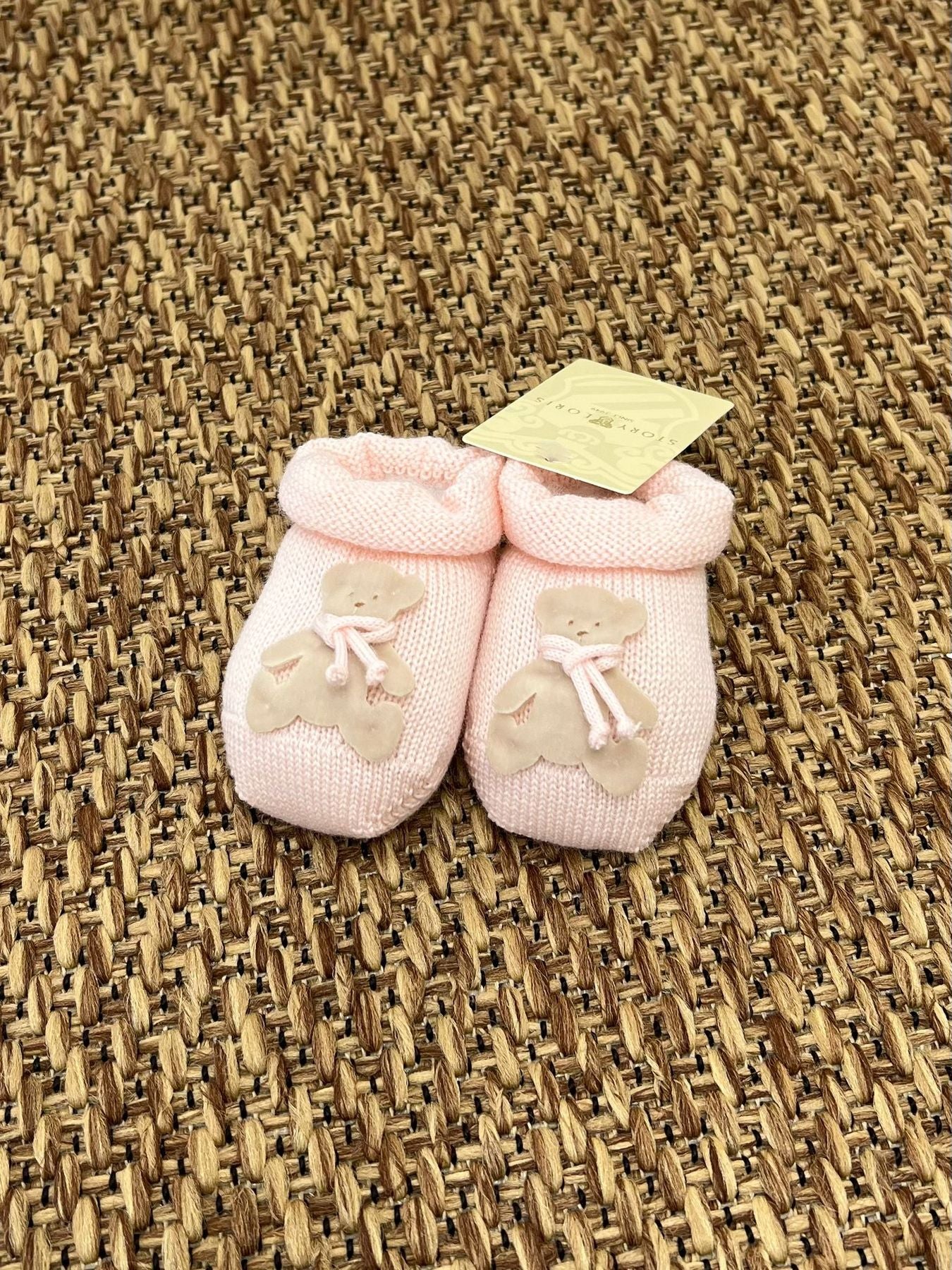 Babbucce Orsetto con sciarpa Neonata ROSA 3203/1R -  NANU' BABY