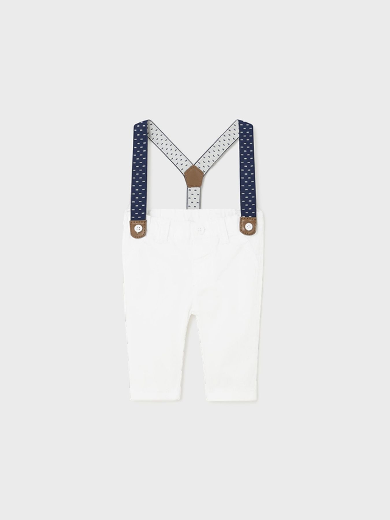 Pantalone lungo bretelle Bimbo BIANCO 1536 -  NANU' BABY