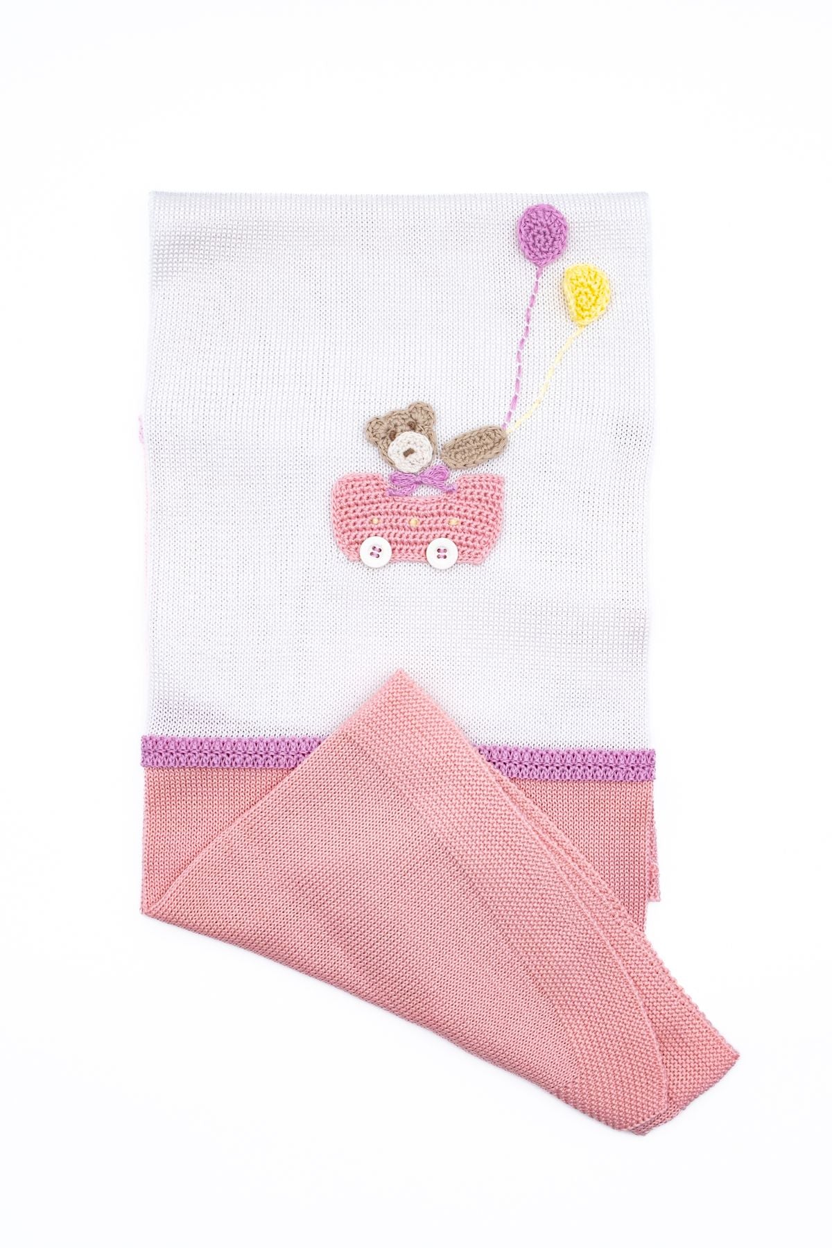 Coperta Orsetto e Palloncini Neonata BIANCO EL3680 -  NANU' BABY