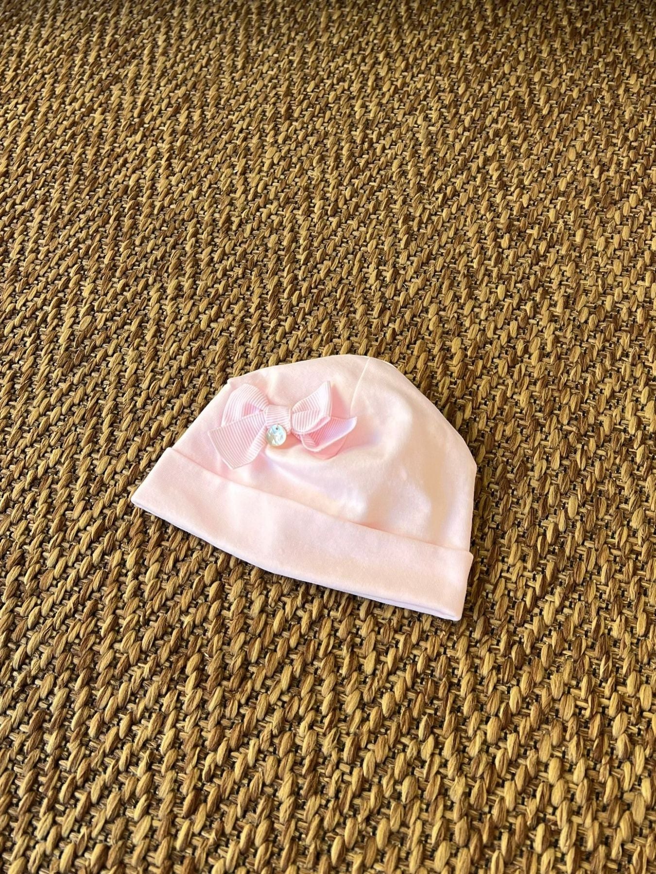 Cuffia Fiocco righe Neonata ROSA EP6573F -  NANU' BABY