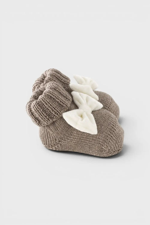 Babbucce Neonata Tortora FIOCCO VELLUTO 723/4830 by BABY LORD