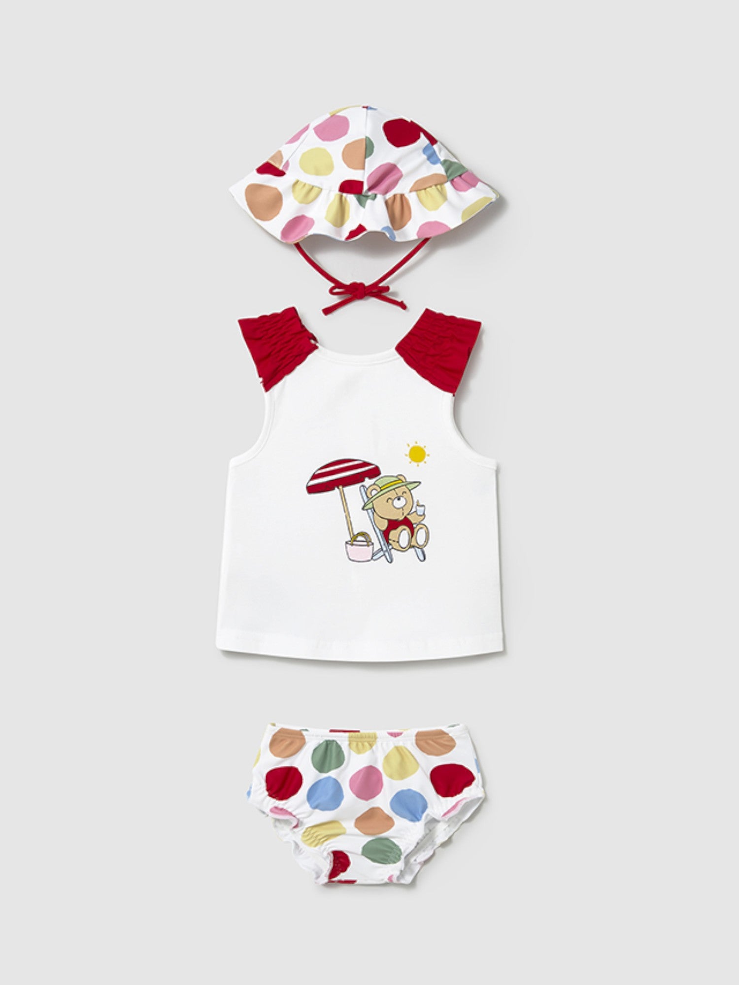 Completo costume da bagno e cappello Bimba ROSSO 1668 /RS -  NANU' BABY