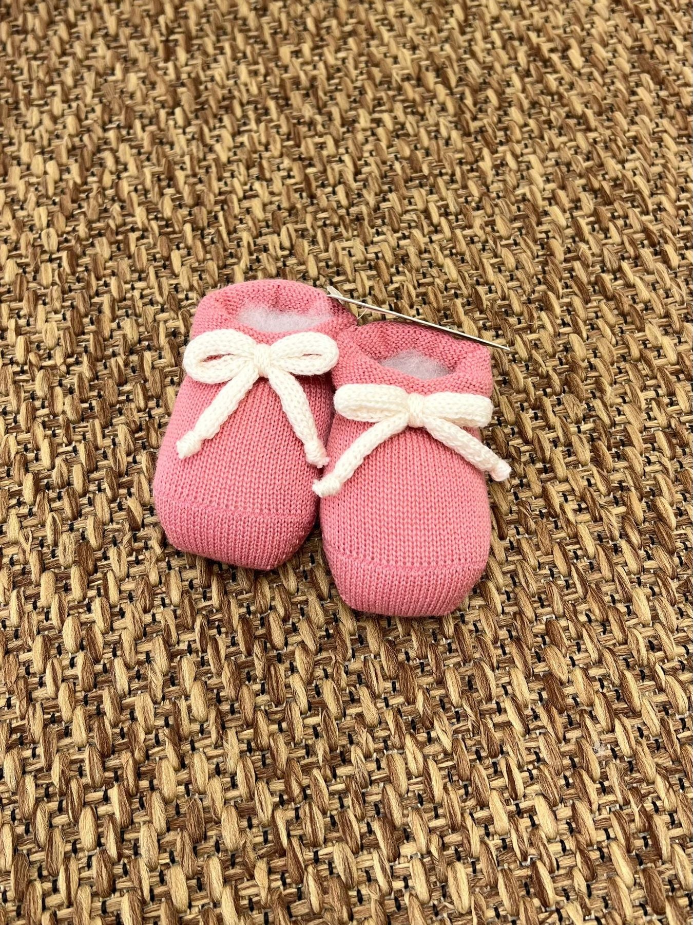 Babbucce Fiocco in lana Neonata FUCSIA 4925/RN -  NANU' BABY