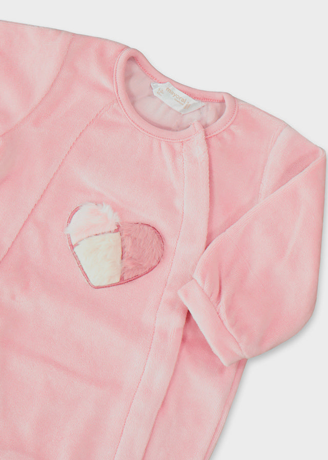 Combinaison Bébé Fille Manches Longues Rose Velours 2704/68