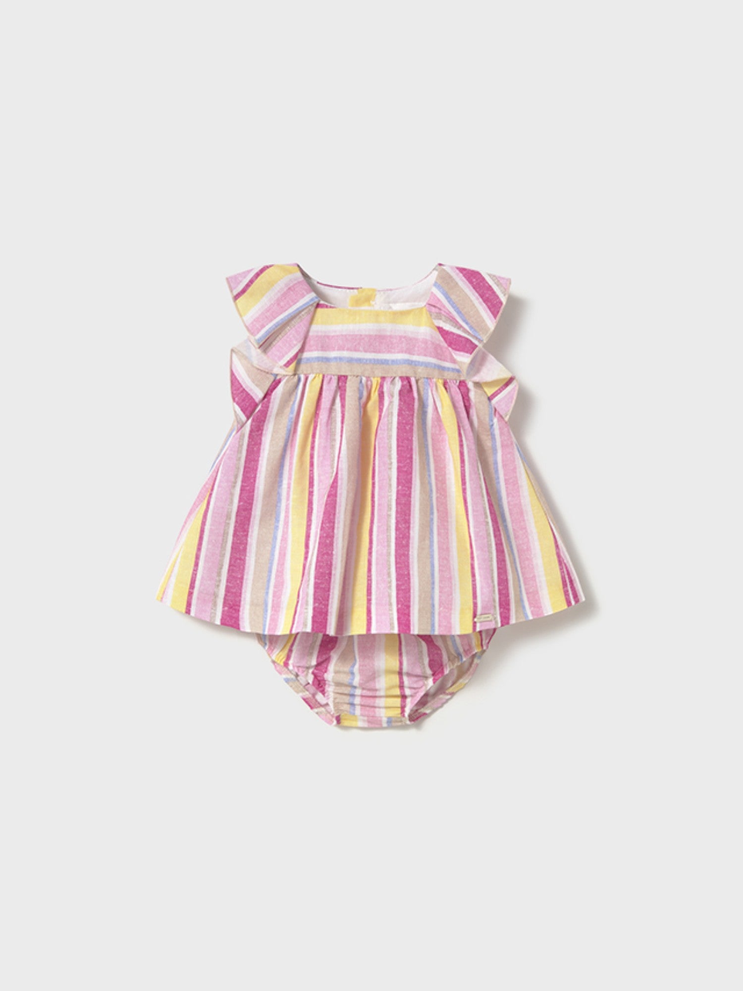 Abito righe lino Bimba ROSA 1855 /R -  NANU' BABY