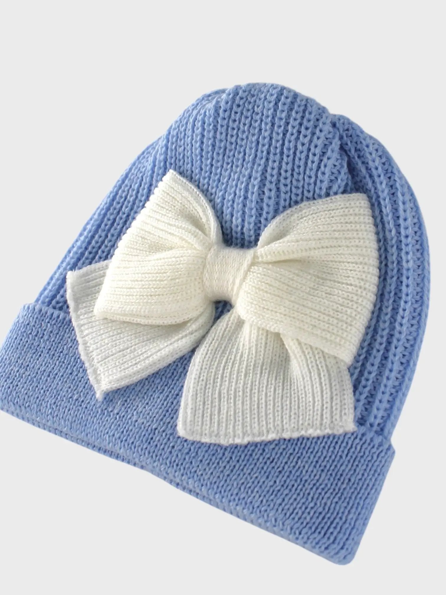 Cuffia Neonato Azzurro MAGLIA INGLESE FIOCCO 640/5630 by BABY LORD