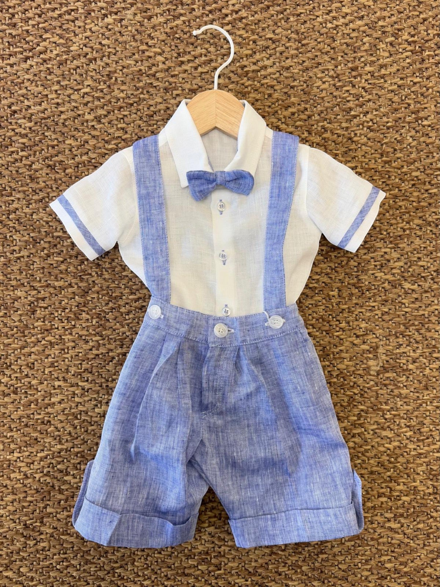 Completo Cerimonia lino 3 pezzi Bimbo BLU M0480A -  NANU' BABY
