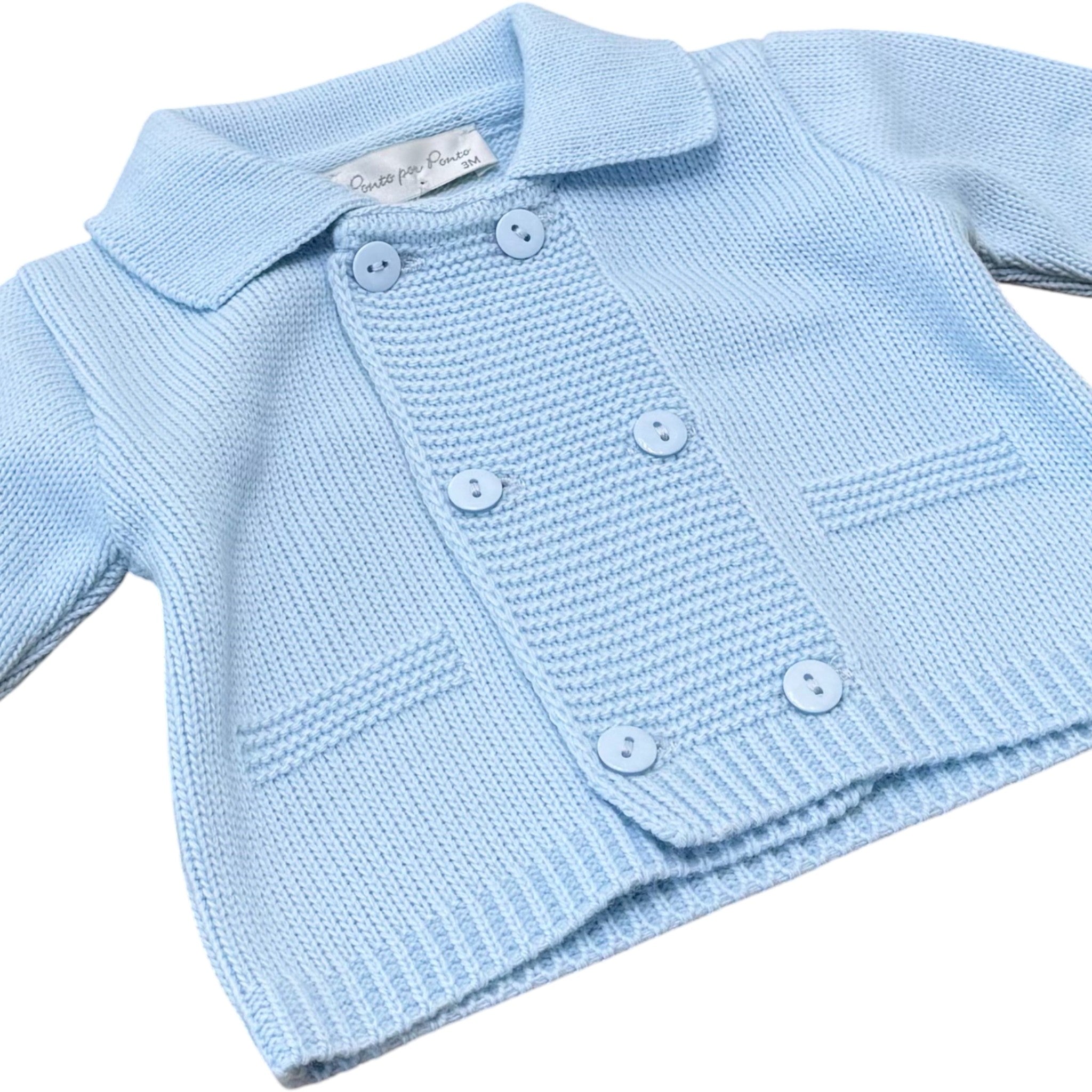 Giacca Cerimonia Bimbo Misto Cotone Cielo - PONTO POR PONTO 3/878-C