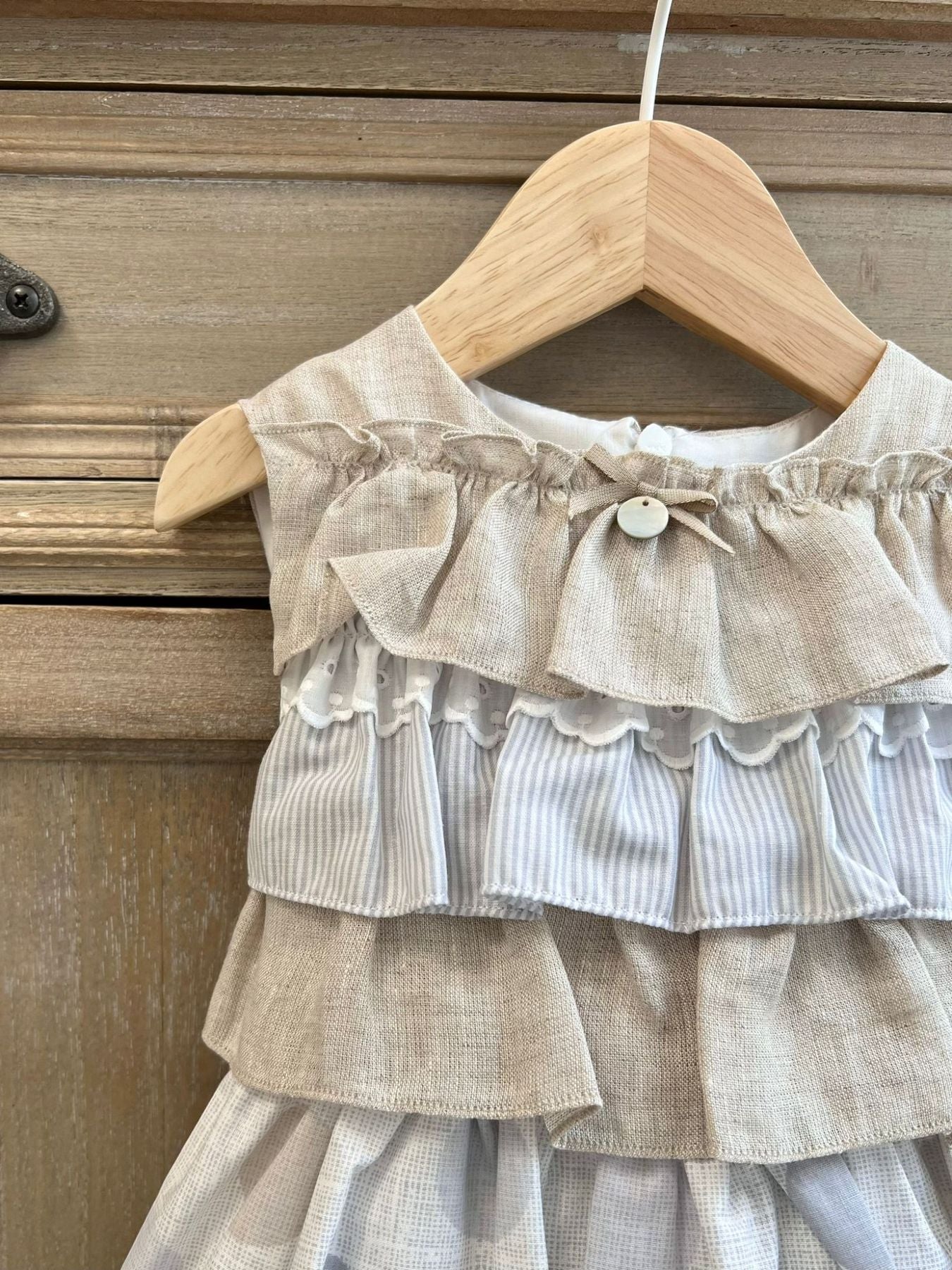 Abitino in misto lino Bimba PANNA EG311 -  NANU' BABY