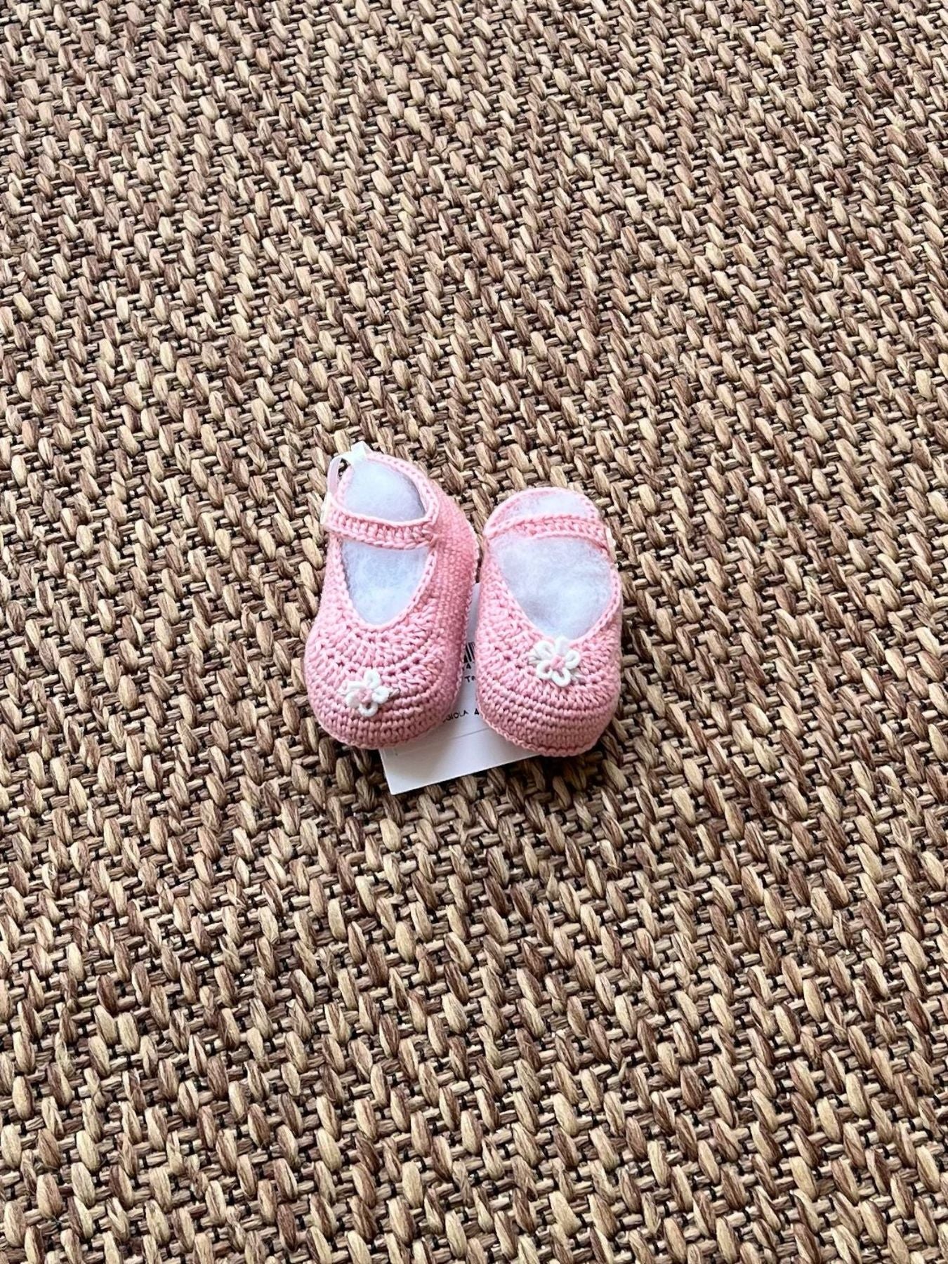 Babbucce in lino Neonata ROSA NAIME/BB-R -  NANU' BABY