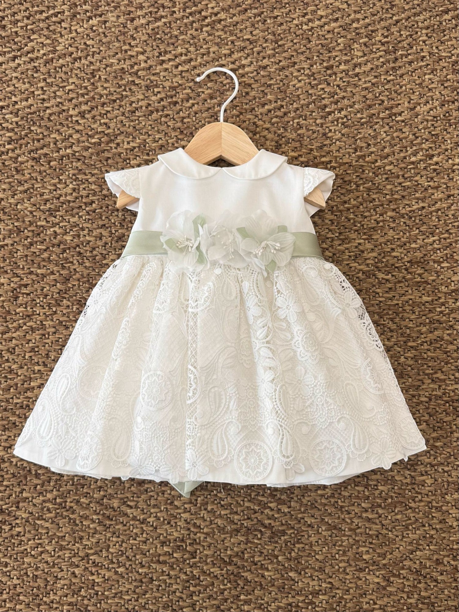 Abito Cerimonia Macramè Bimba BIANCO FB081 -  NANU' BABY