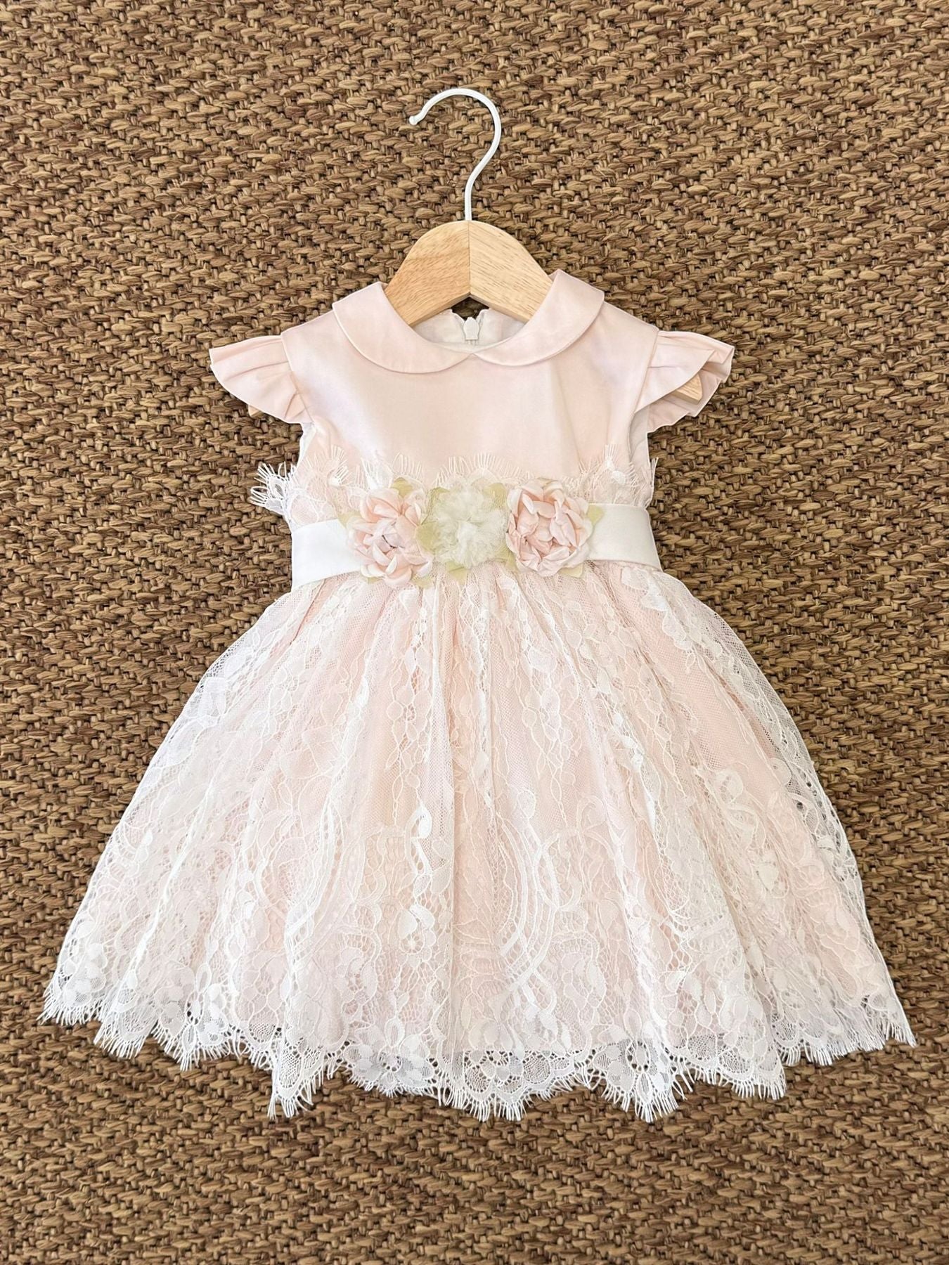 Abito Cerimonia Pizzo Bimba ROSA FB073/R -  NANU' BABY