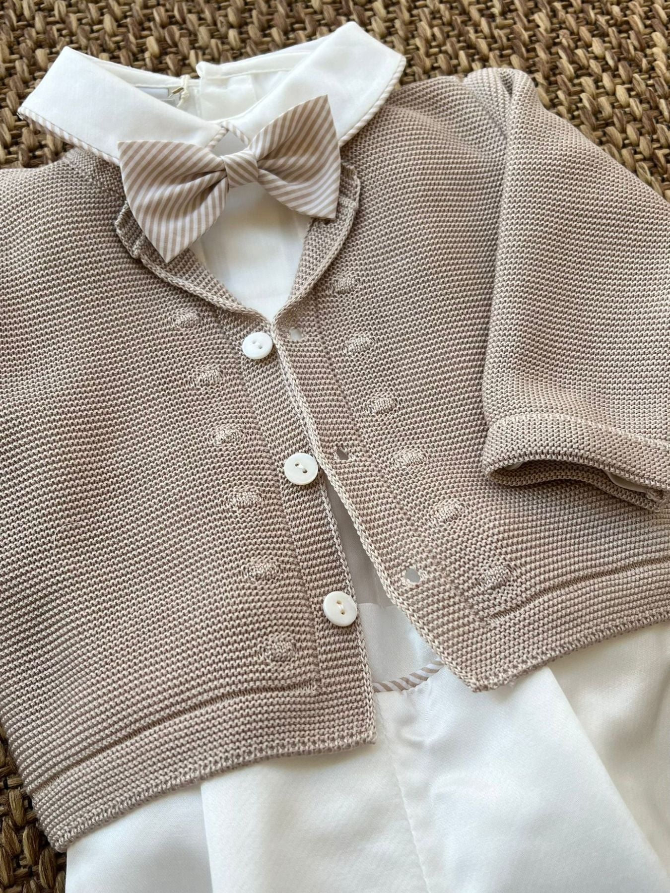 Completo 4 pezzi con papillon Bimbo BEIGE EN71360 -  NANU' BABY
