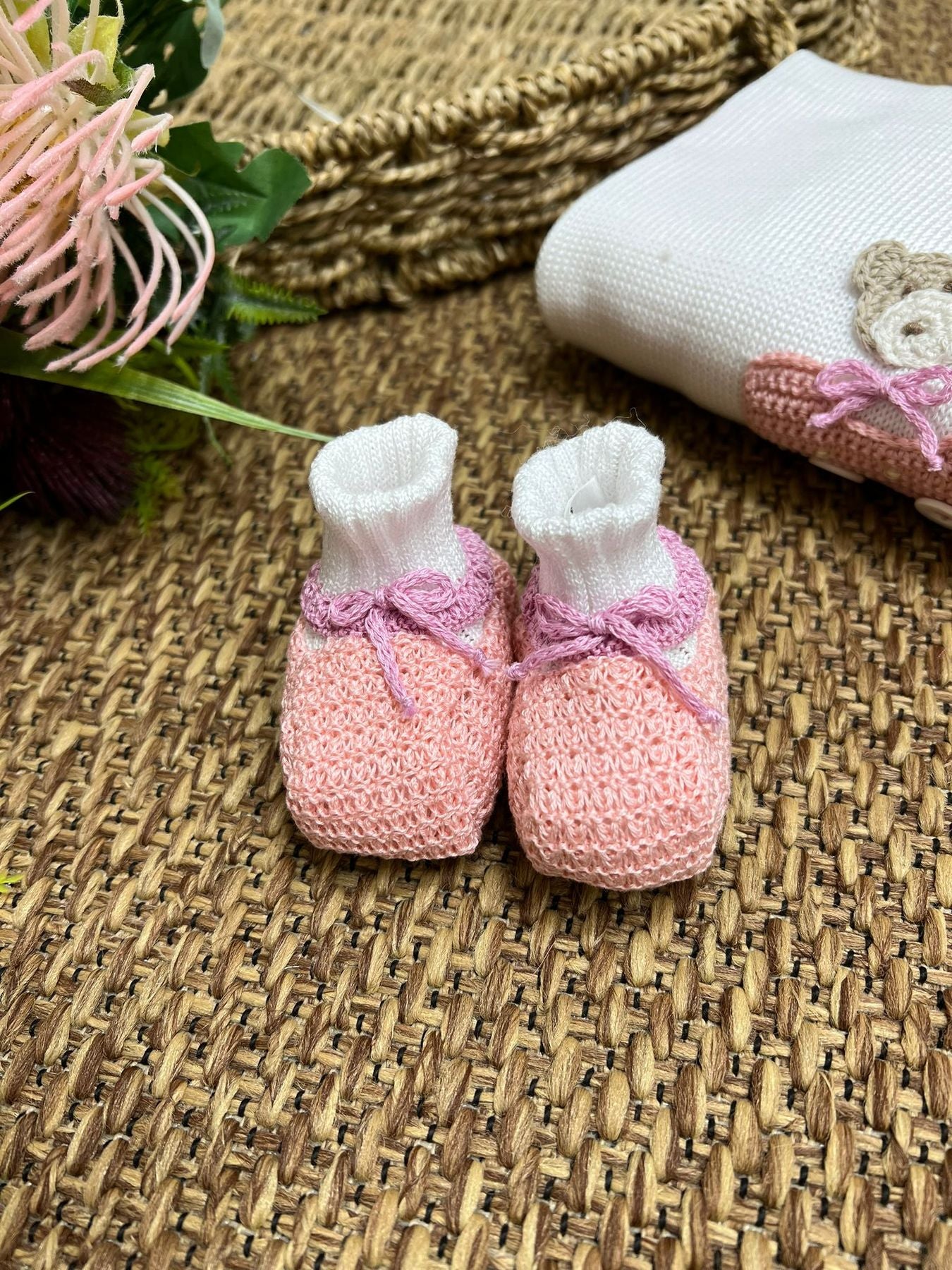 Babbucce Bicolore Neonata BIANCO EL36S -  NANU' BABY