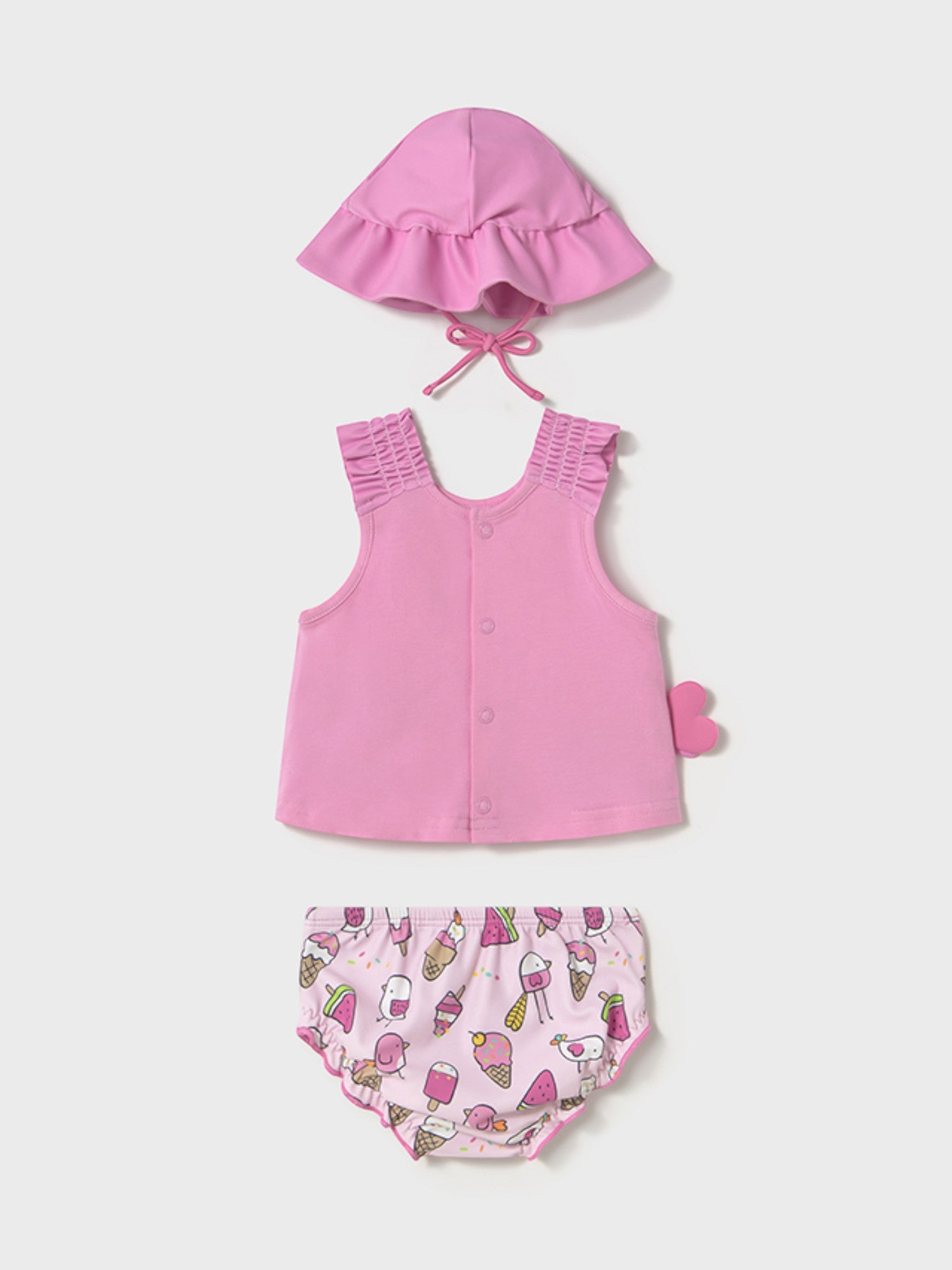 Completo costume da bagno e cappello Bimba ROSA 1668 /R -  NANU' BABY