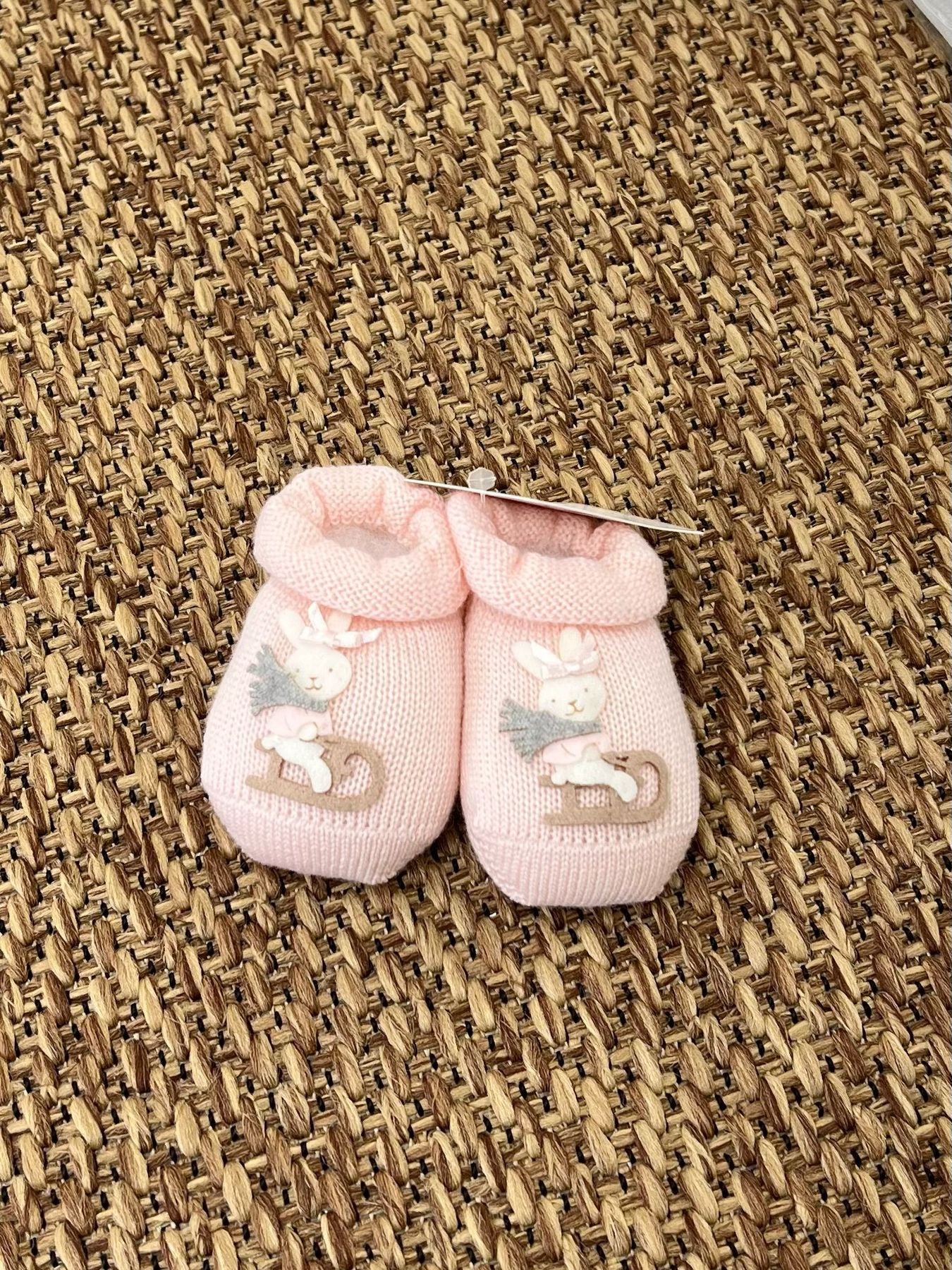 Babbucce Coniglietta in slitta Neonata ROSA 30569/1R -  NANU' BABY