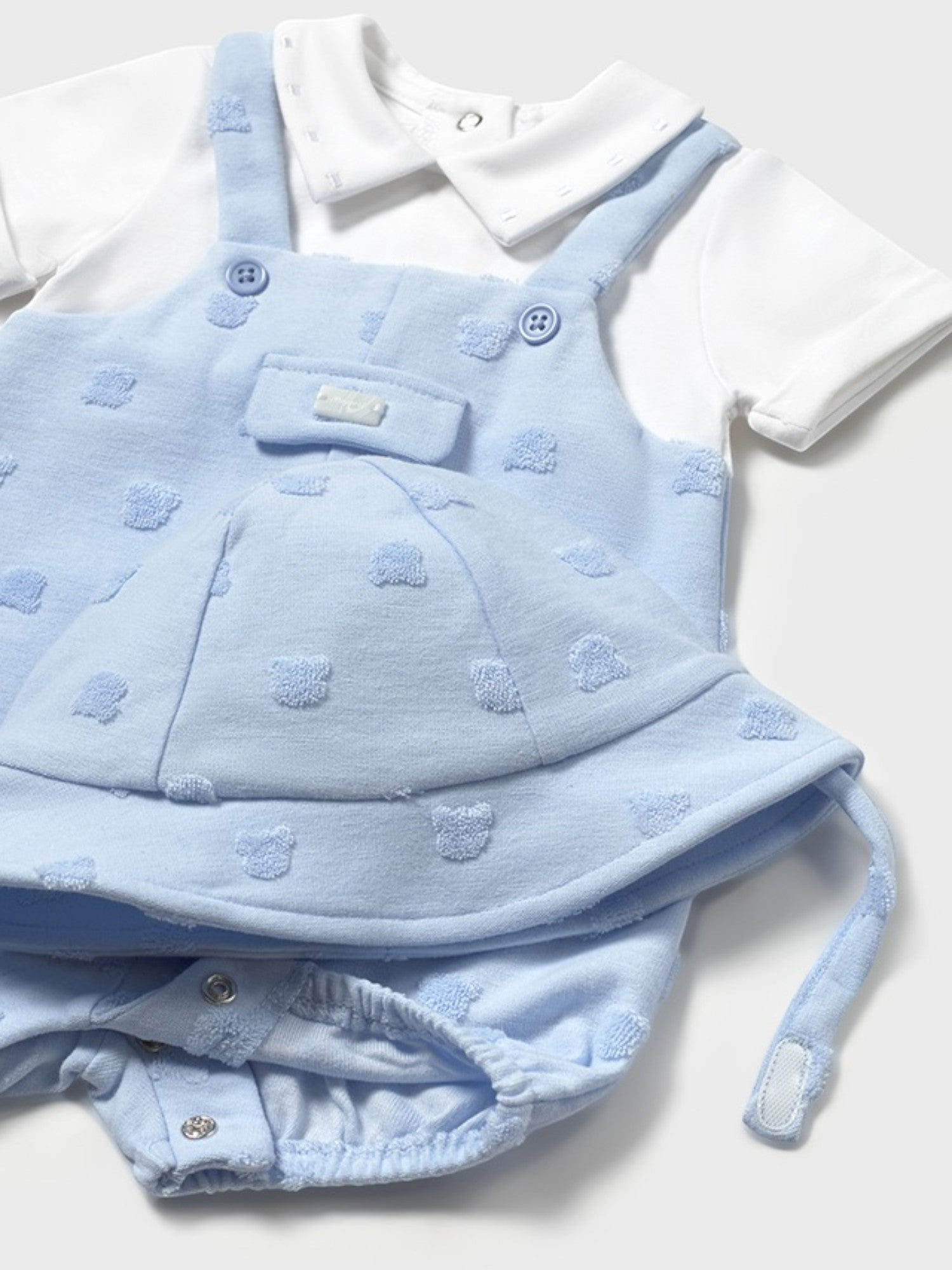 Pagliaccetto salopette,cappello Bimbo CIELO 1605 /C -  NANU' BABY