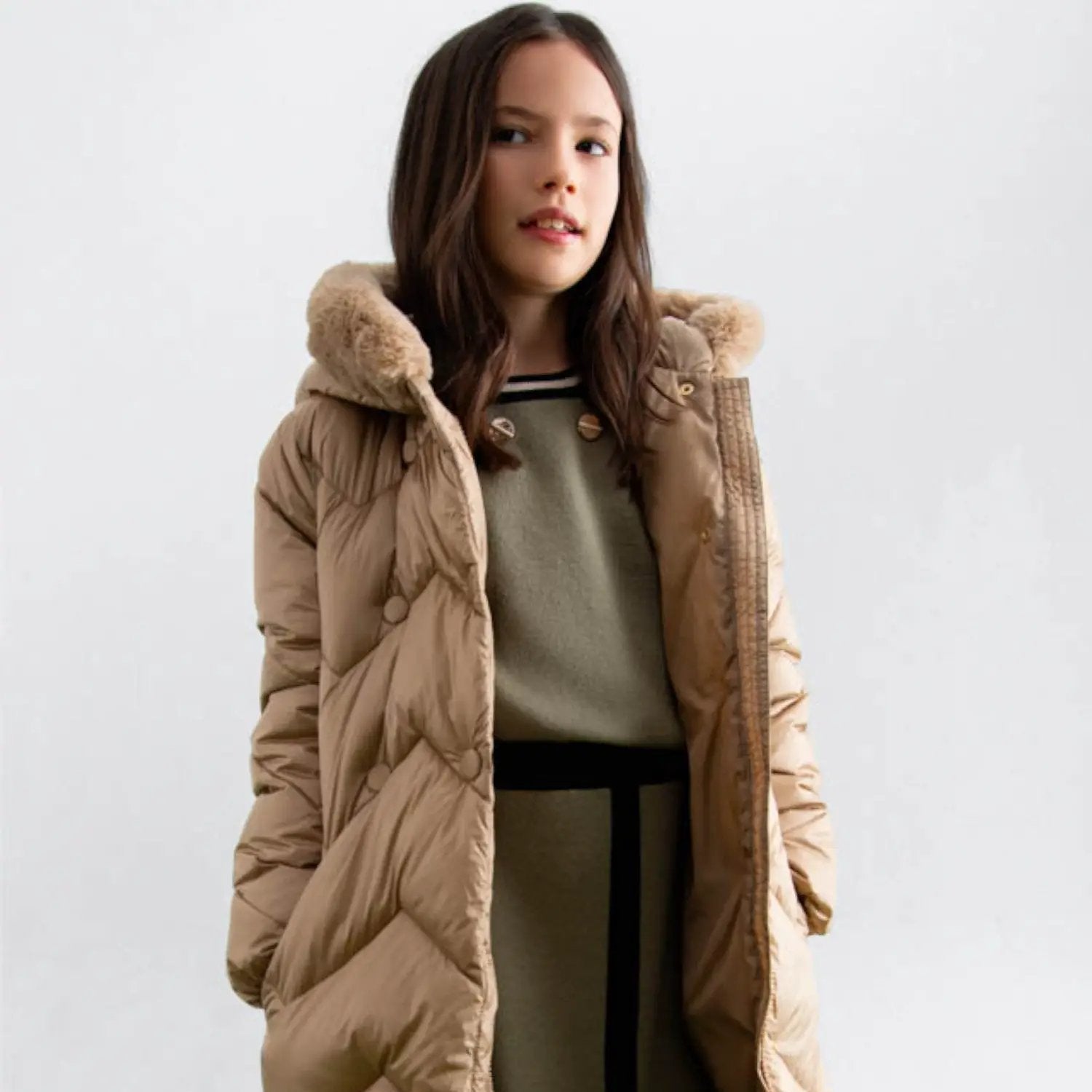 Cappotto Bimba Beige 5847/11 by ABEL & LULA