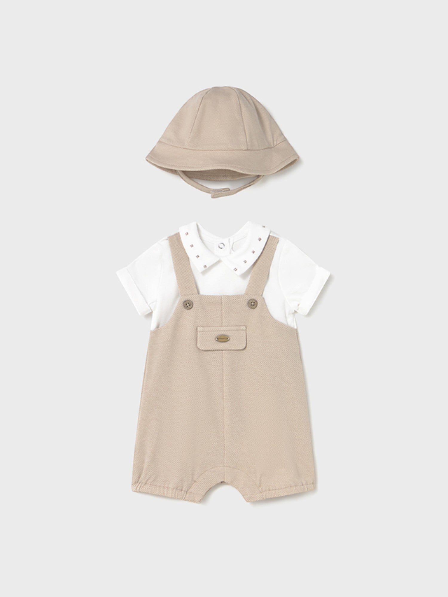 Pagliaccetto salopette,cappello Bimbo BEIGE 1605 /BE -  NANU' BABY