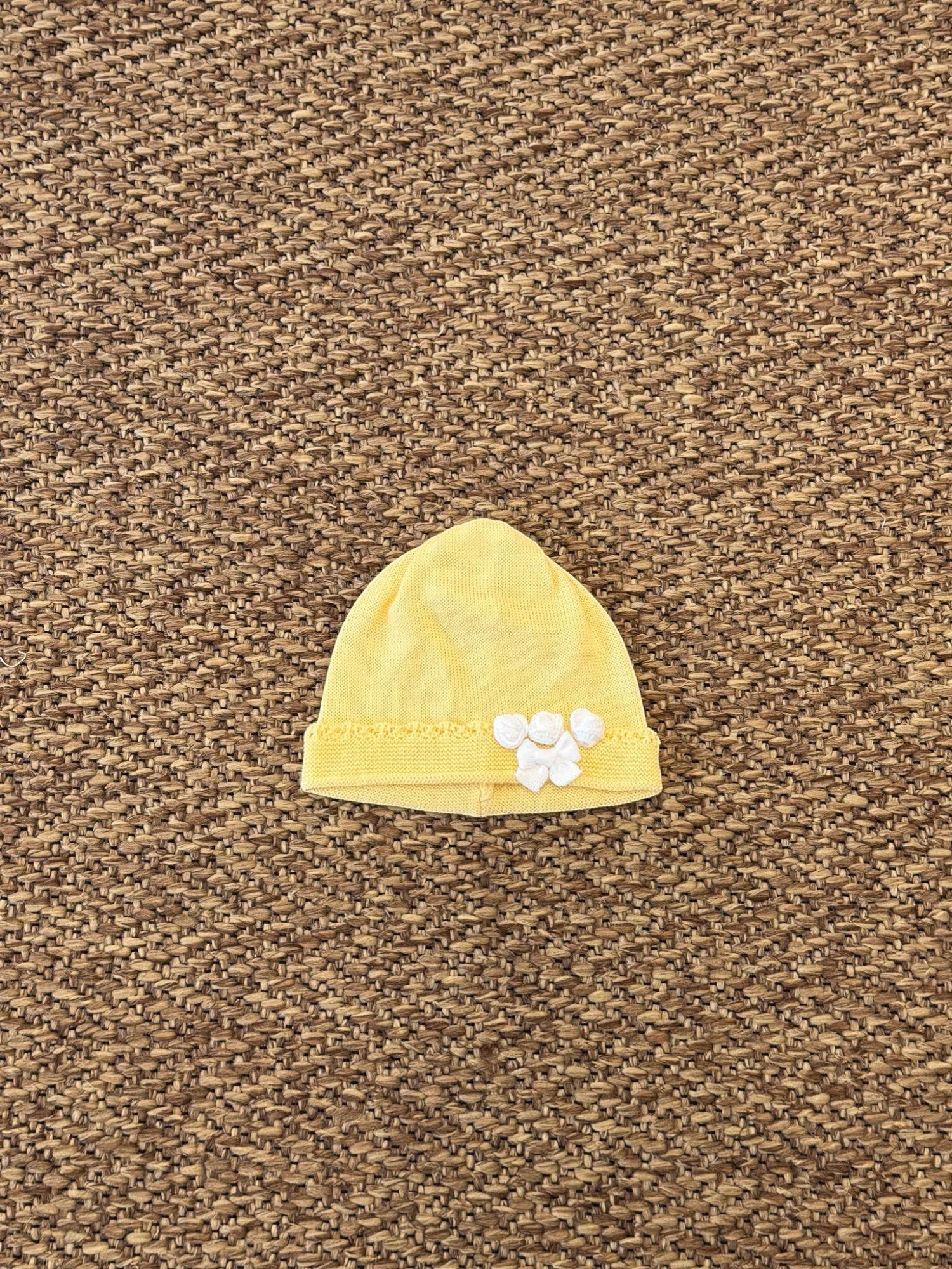 Cuffia Roselline e Fiocchetto Neonata Giallo 3430/681 -  NANU' BABY