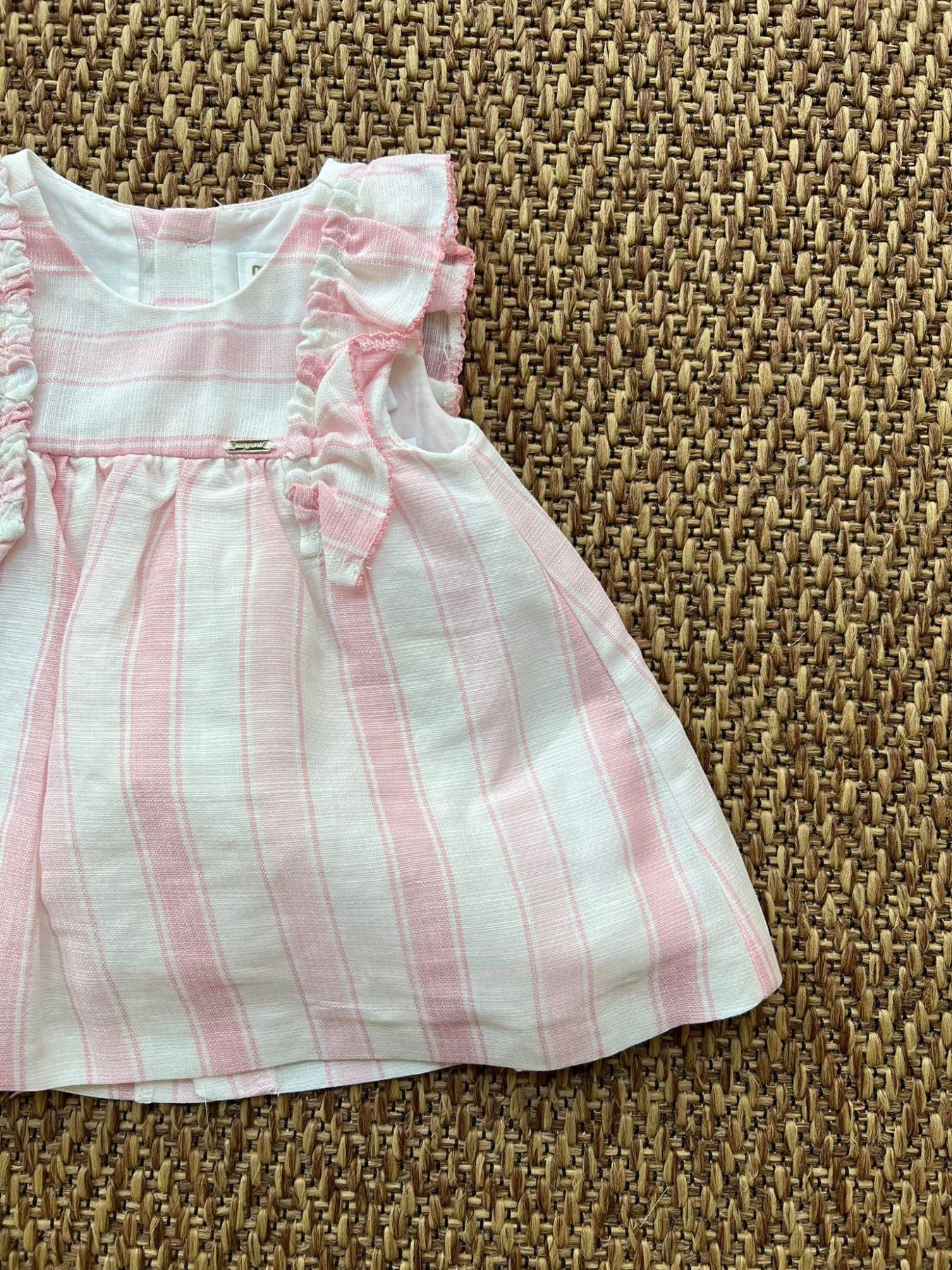 Abito righe lino Bimba ROSA 1829/R -  NANU' BABY