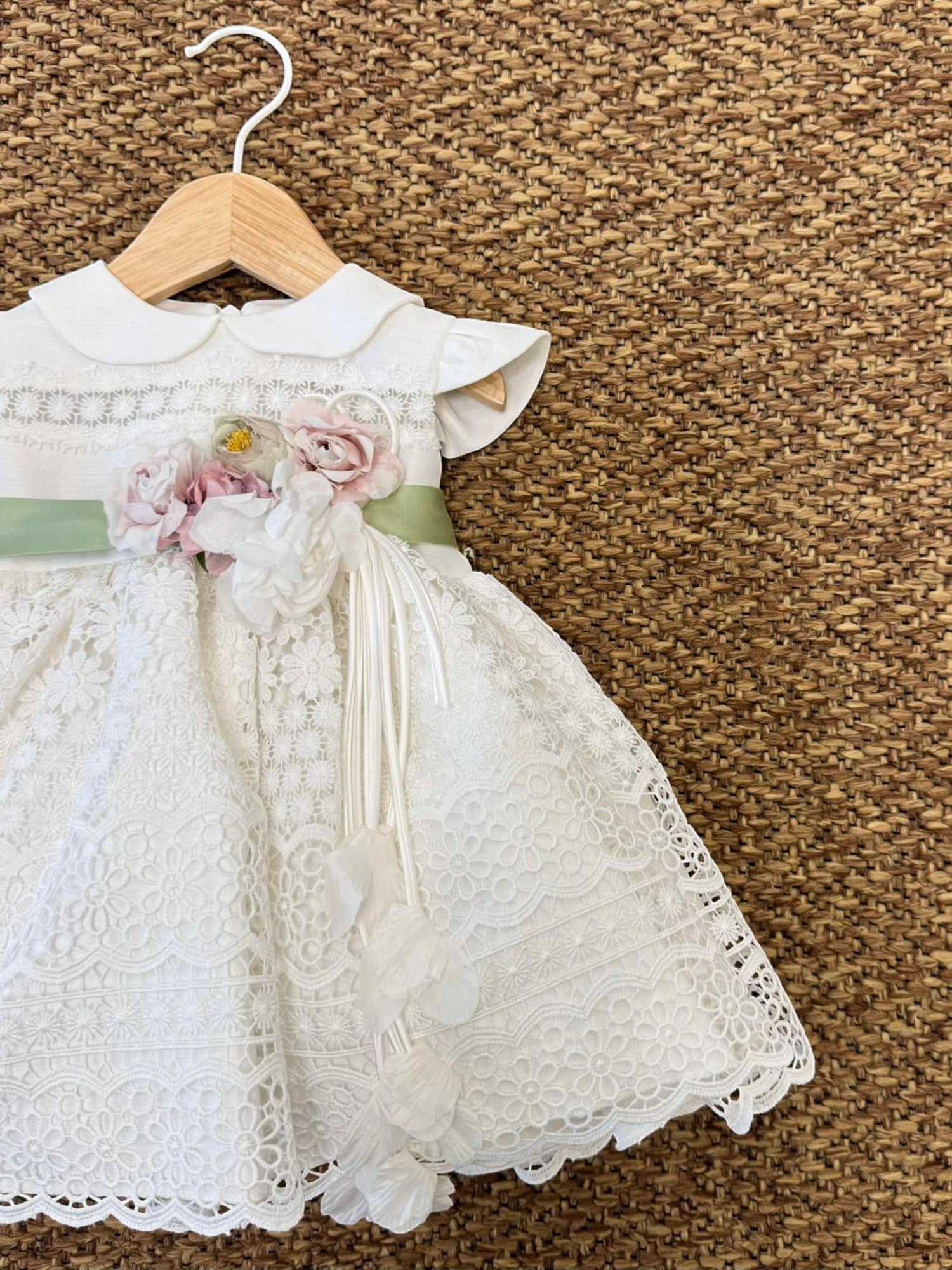 Abito Cerimonia Macramè Bimba VERDE FB080/V -  NANU' BABY