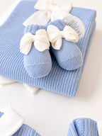 Babbucce Neonato Azzurro MAGLIA INGLESE FIOCCO 707/5630 by BABY LORD