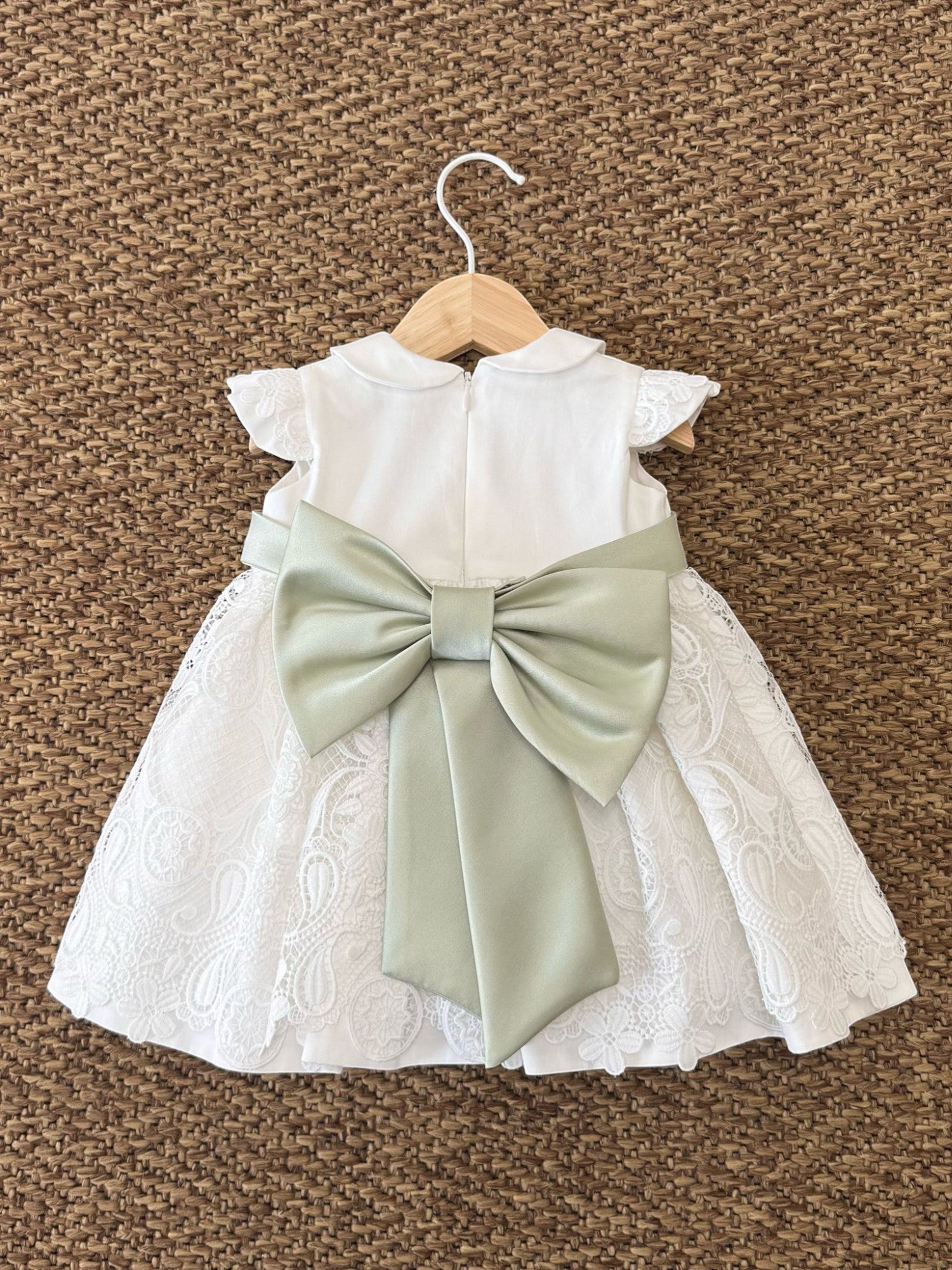 Abito Cerimonia Macramè Bimba BIANCO FB081 -  NANU' BABY