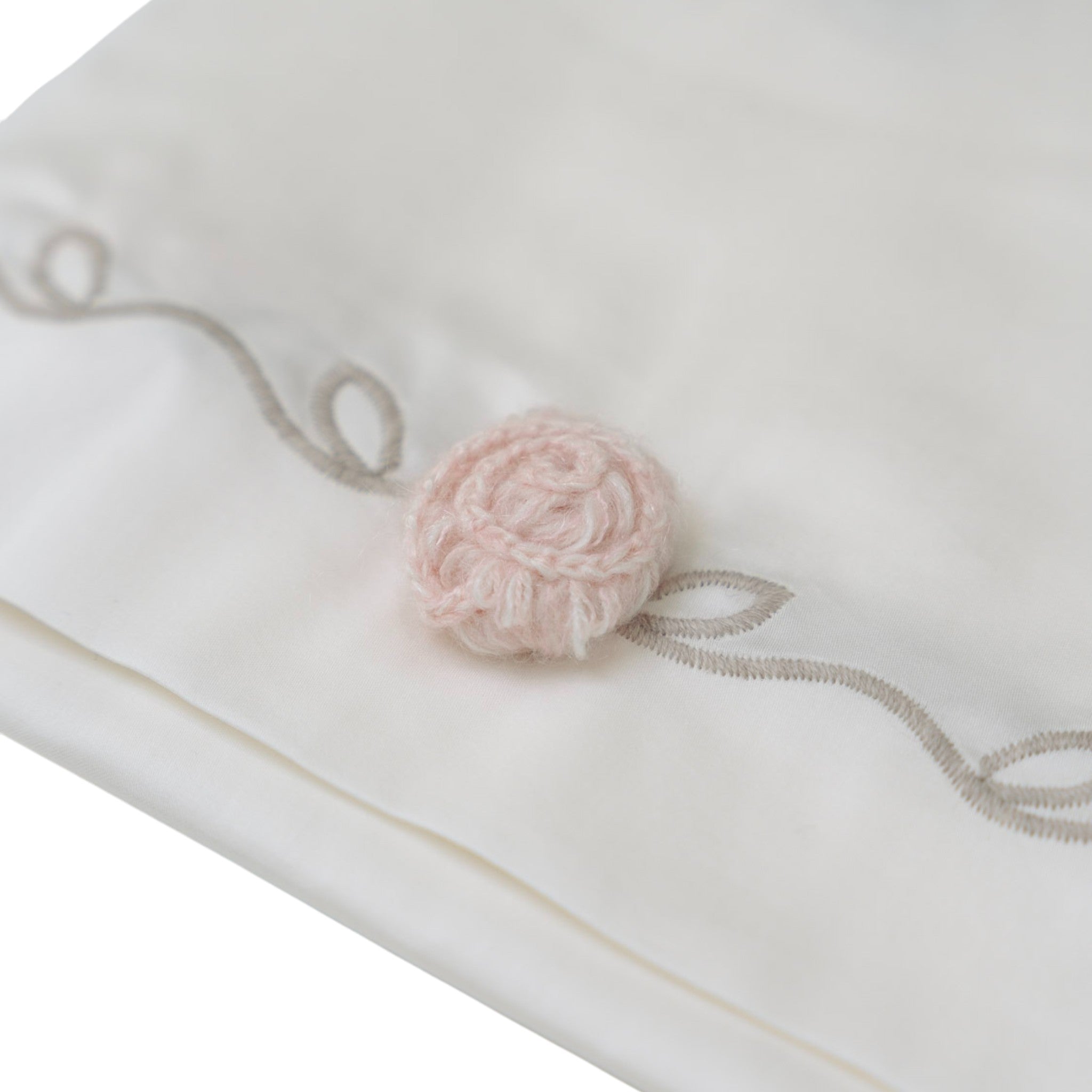 100% Cotton Baby Girl Fitted Sheet Set, 3 Pieces, Vanilla with Pink Flowers IN25LE